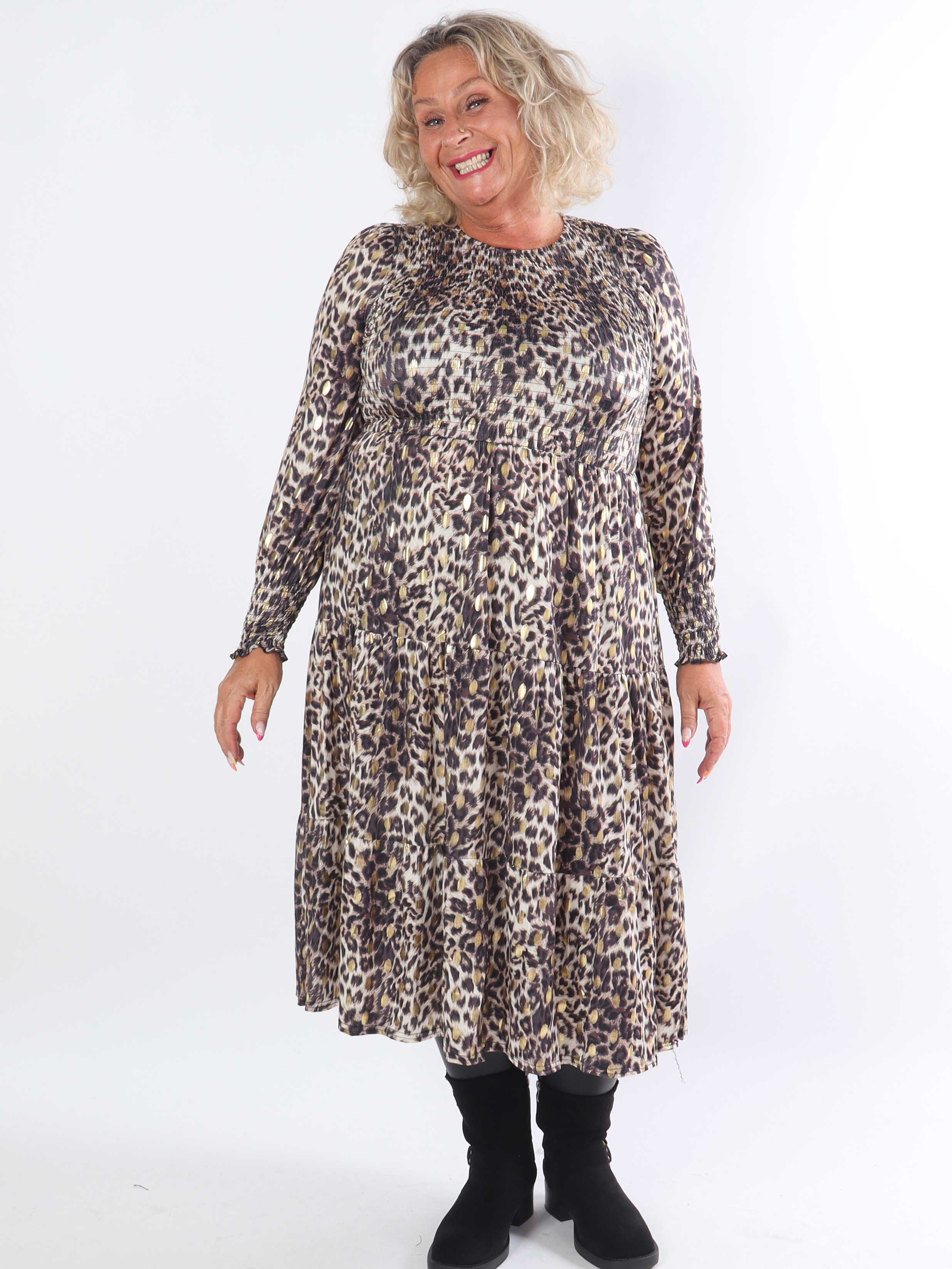 Kelly Long - Stretch plus size klänning med smock över bröstet