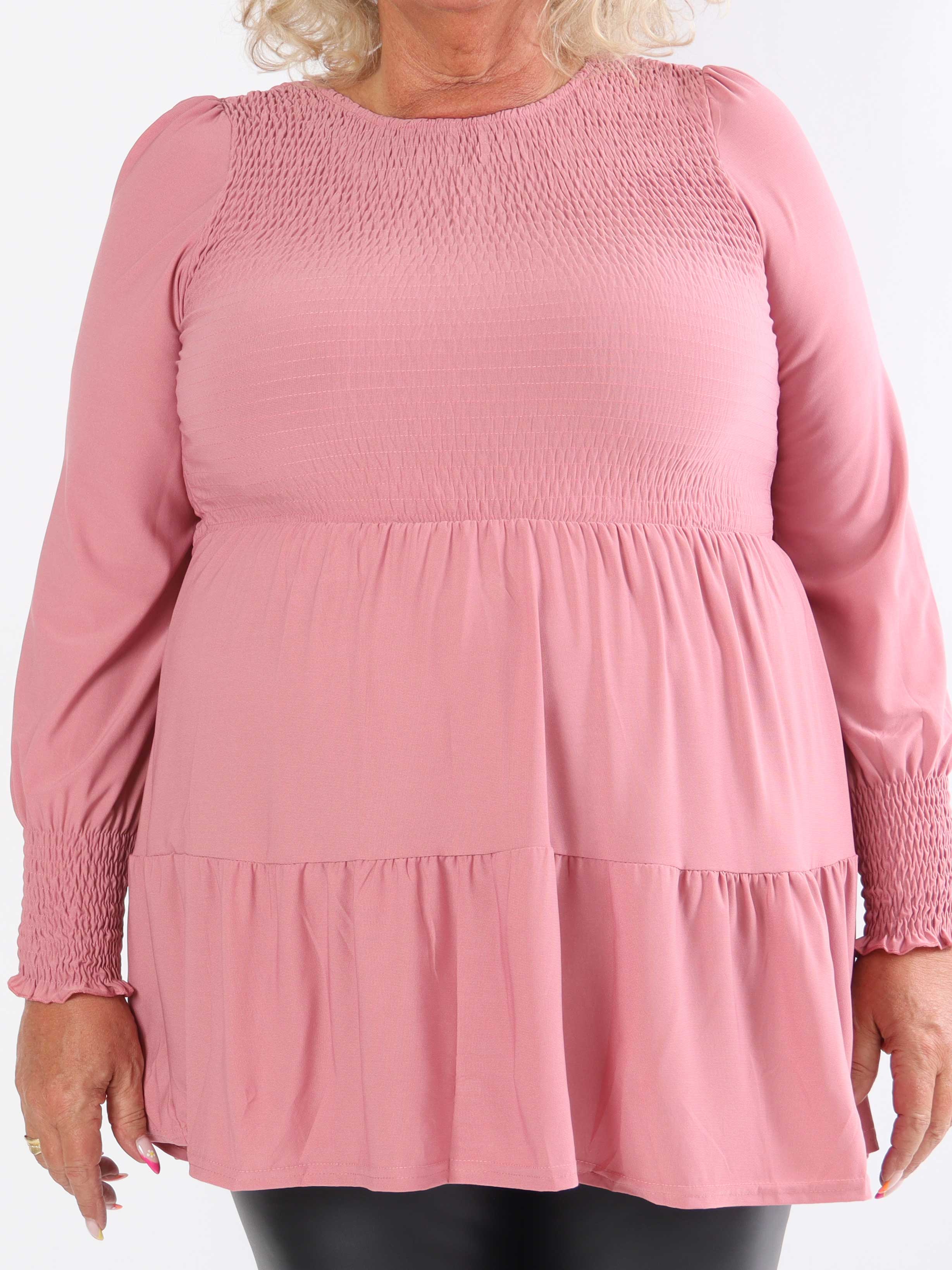Kelly Shirt - Elastisk plus size blus med smock över bröstet