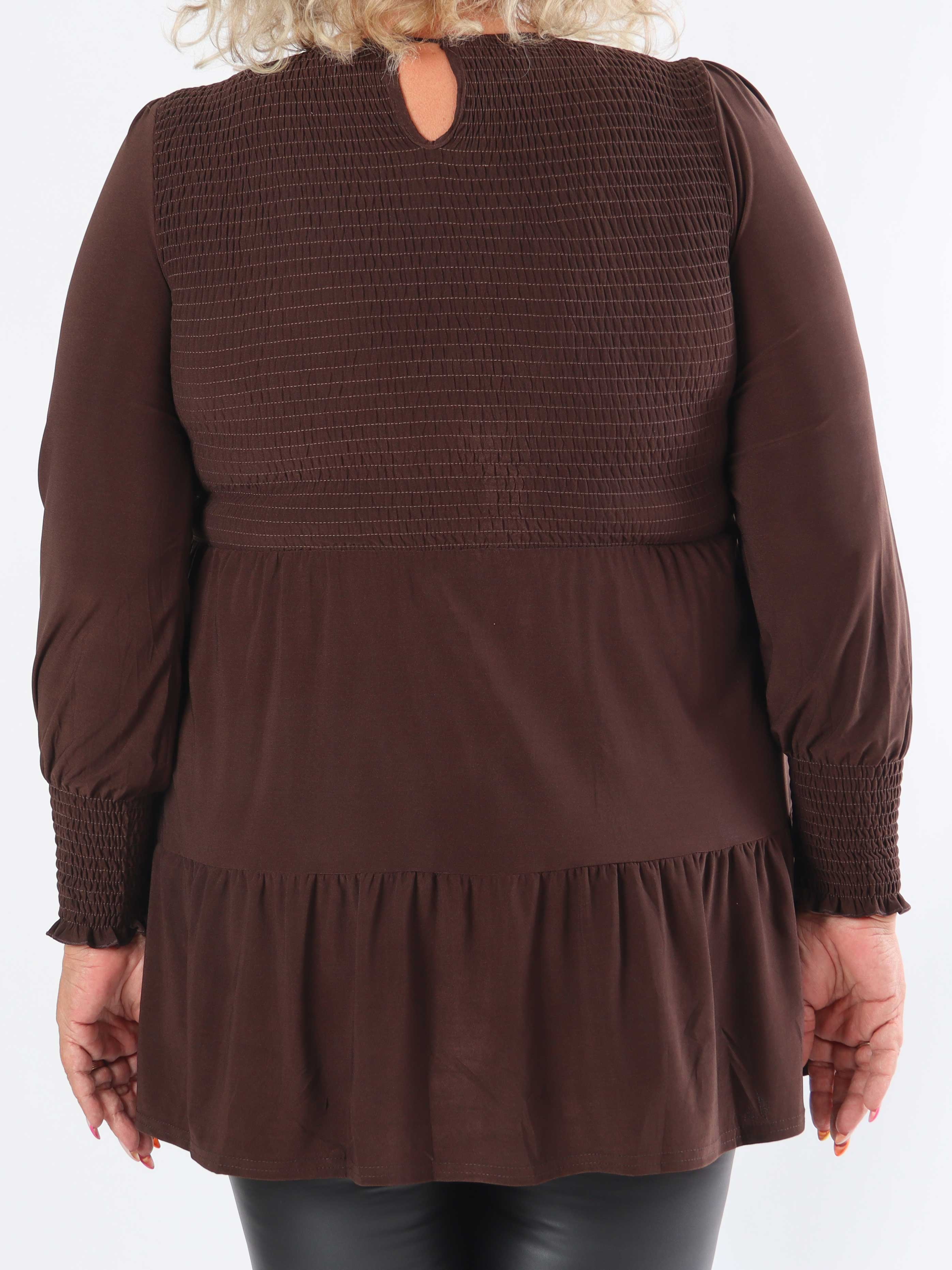 Kelly Shirt - Elastisk plus size blus med smock över bröstet