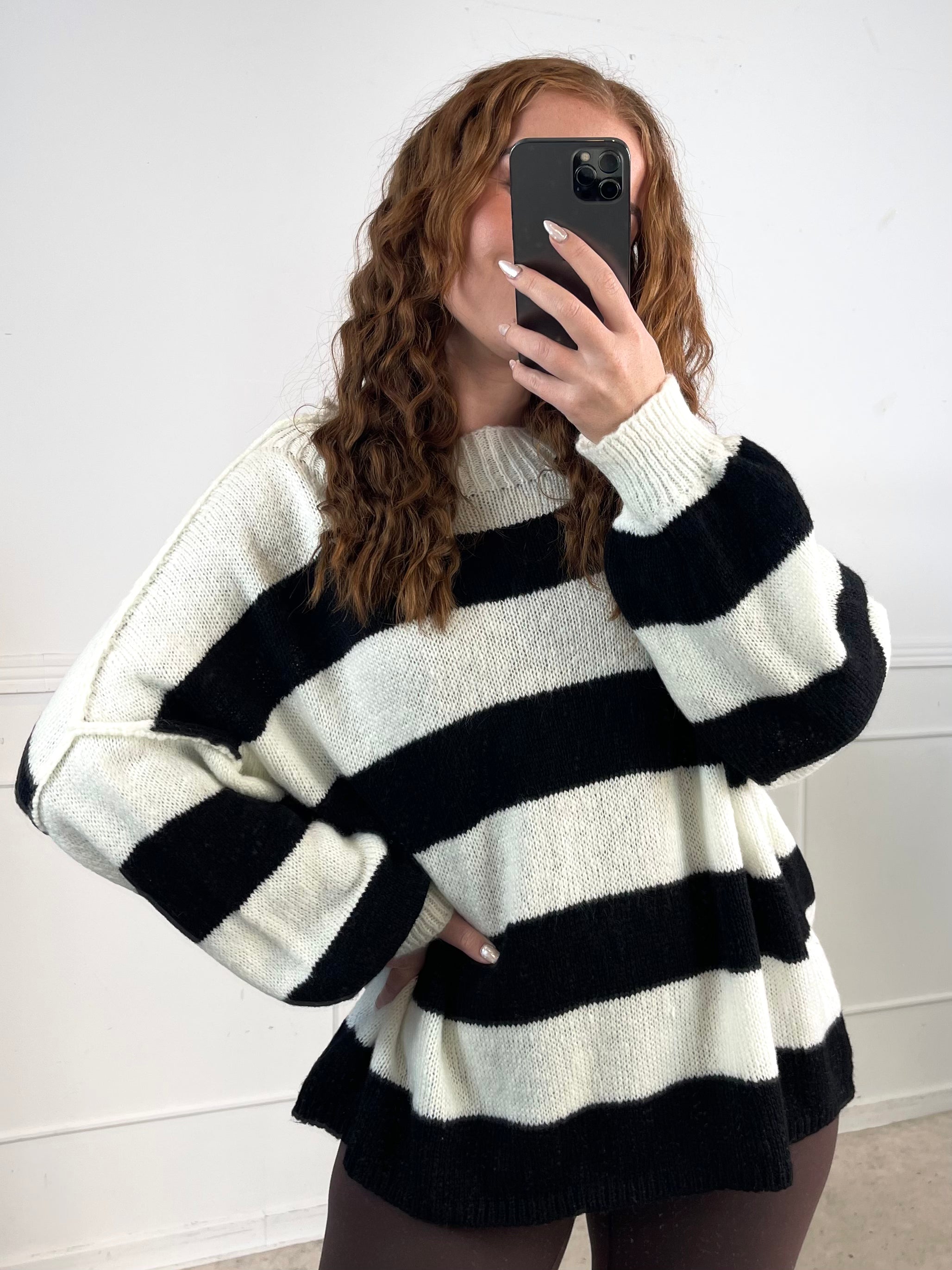 Stacia - Stickad blus med breda ränder