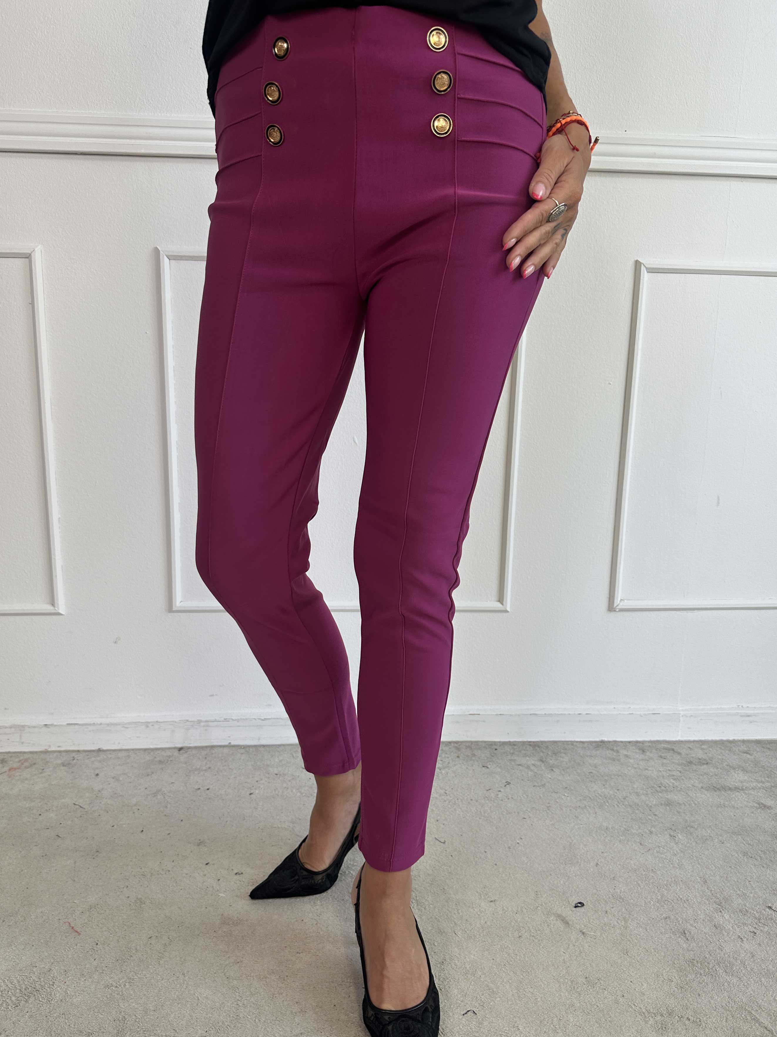 Jolie - Mjuka elastiska leggings med guldknappar