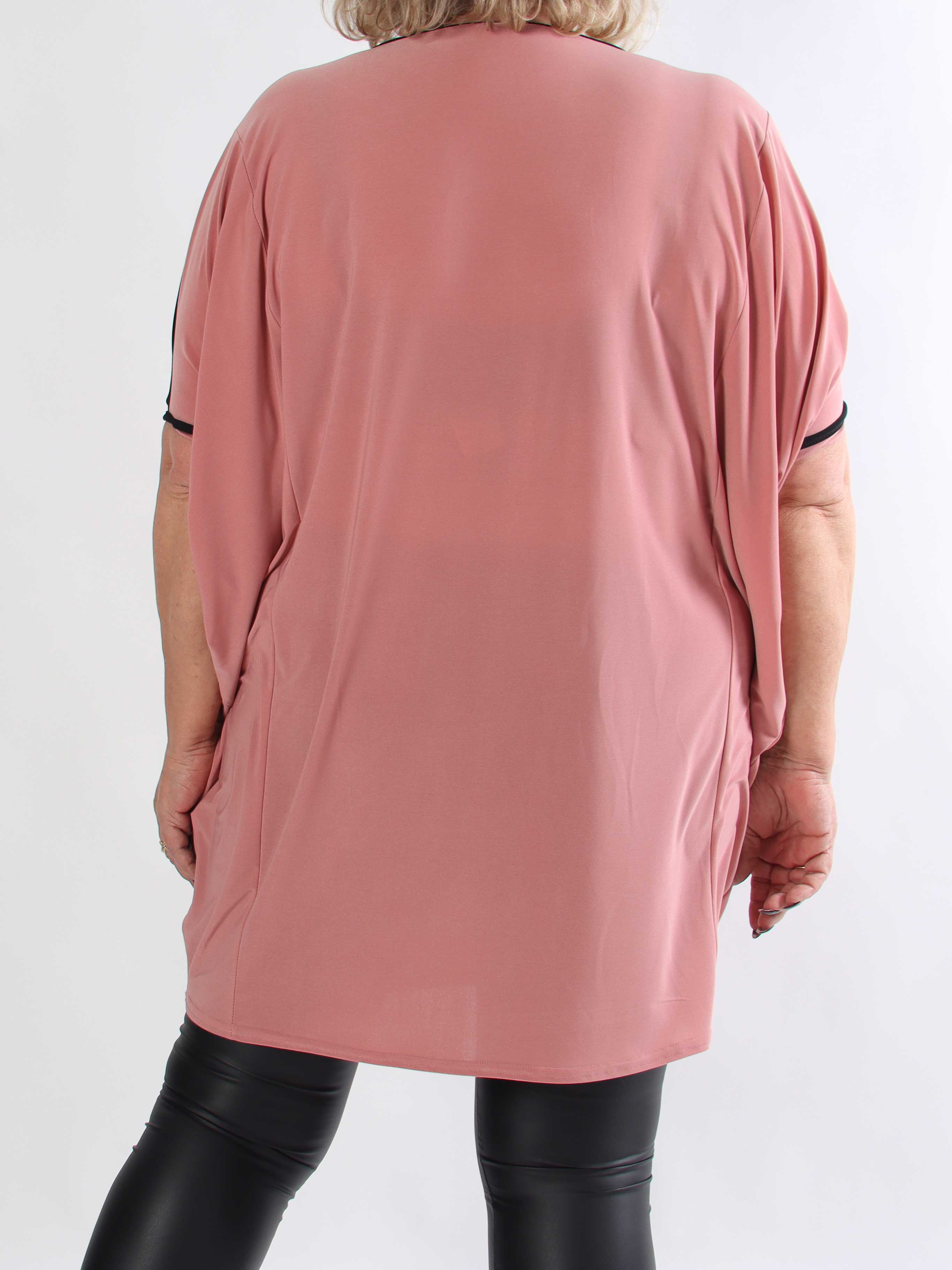 Spencer - Tvåfärgad plus size tunikaklänning med fladdermusärmar