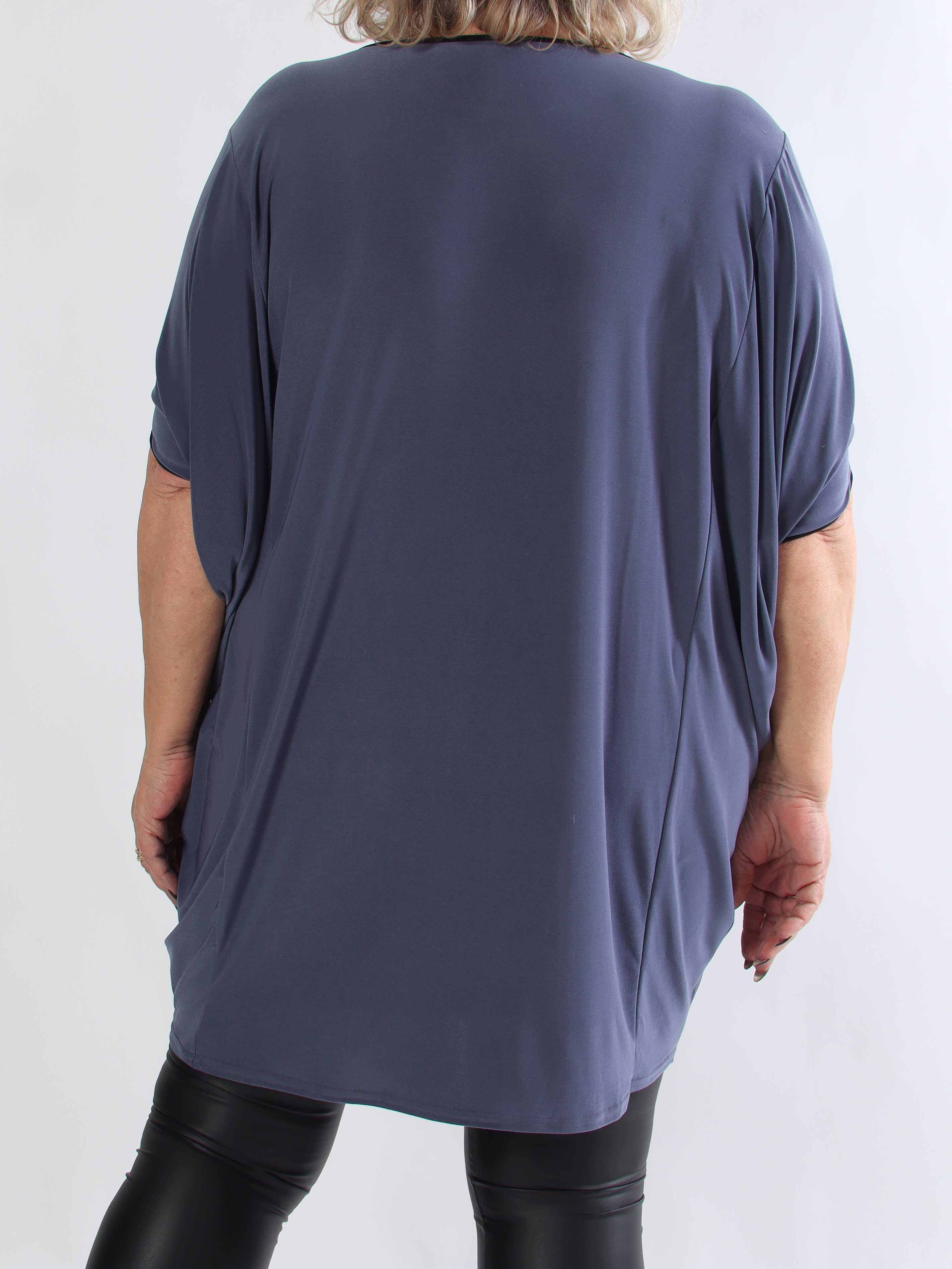 Spencer - Tvåfärgad plus size tunikaklänning med fladdermusärmar