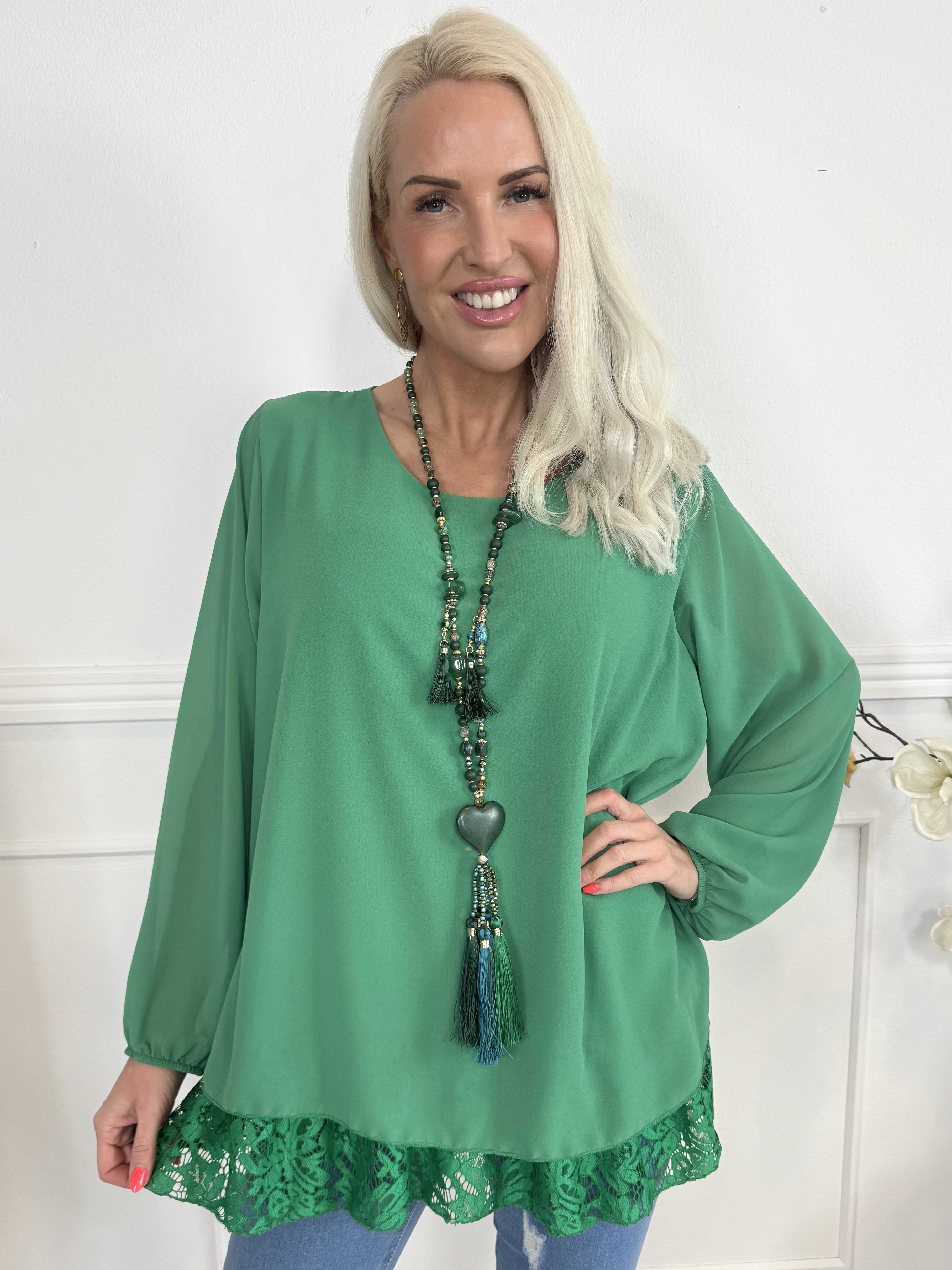Luby Lace - Tunika i chiffong med spets i nederkant