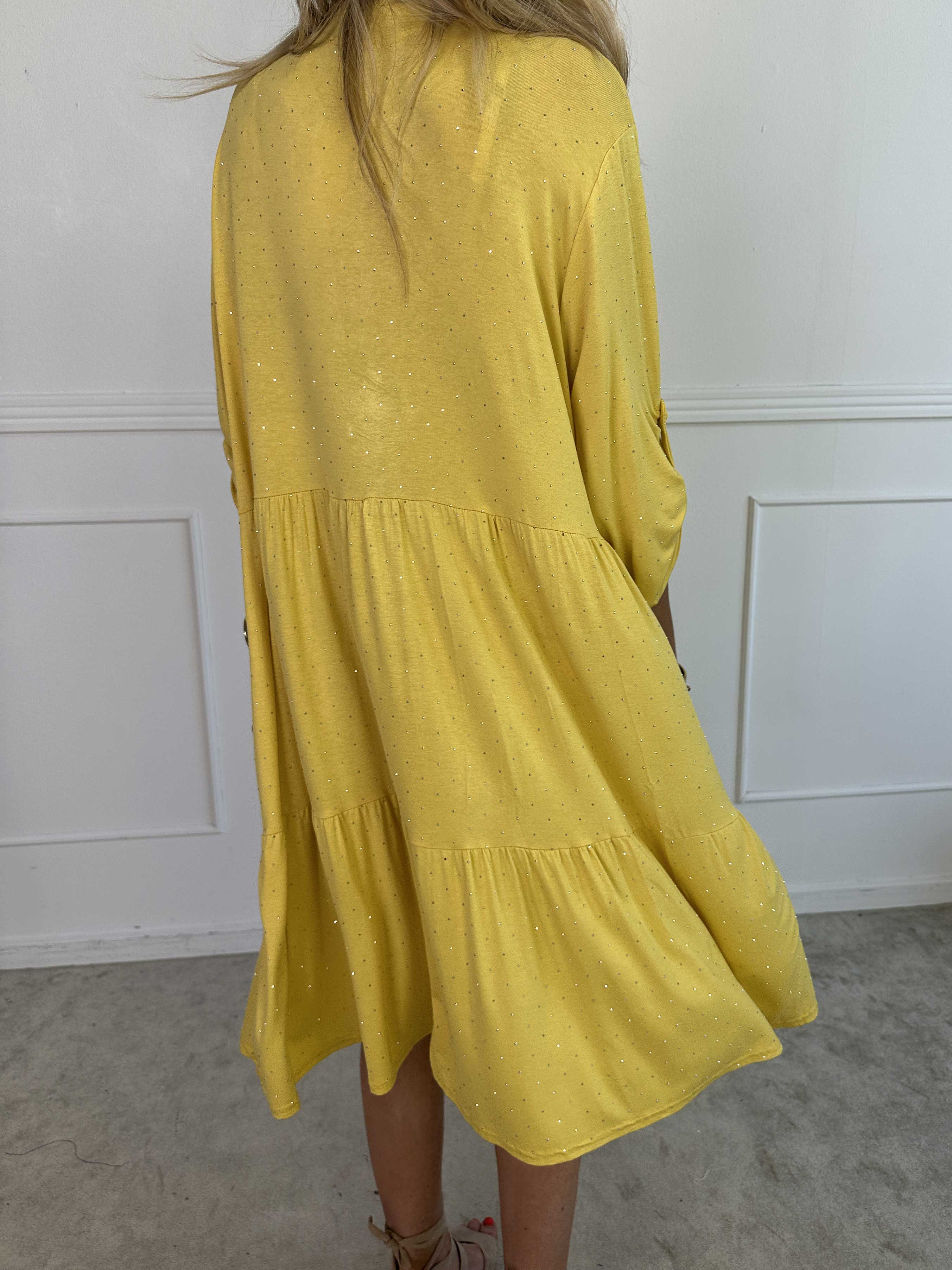Milano Crystal Midi - Klänning med lager på lager look i viskos med similisten