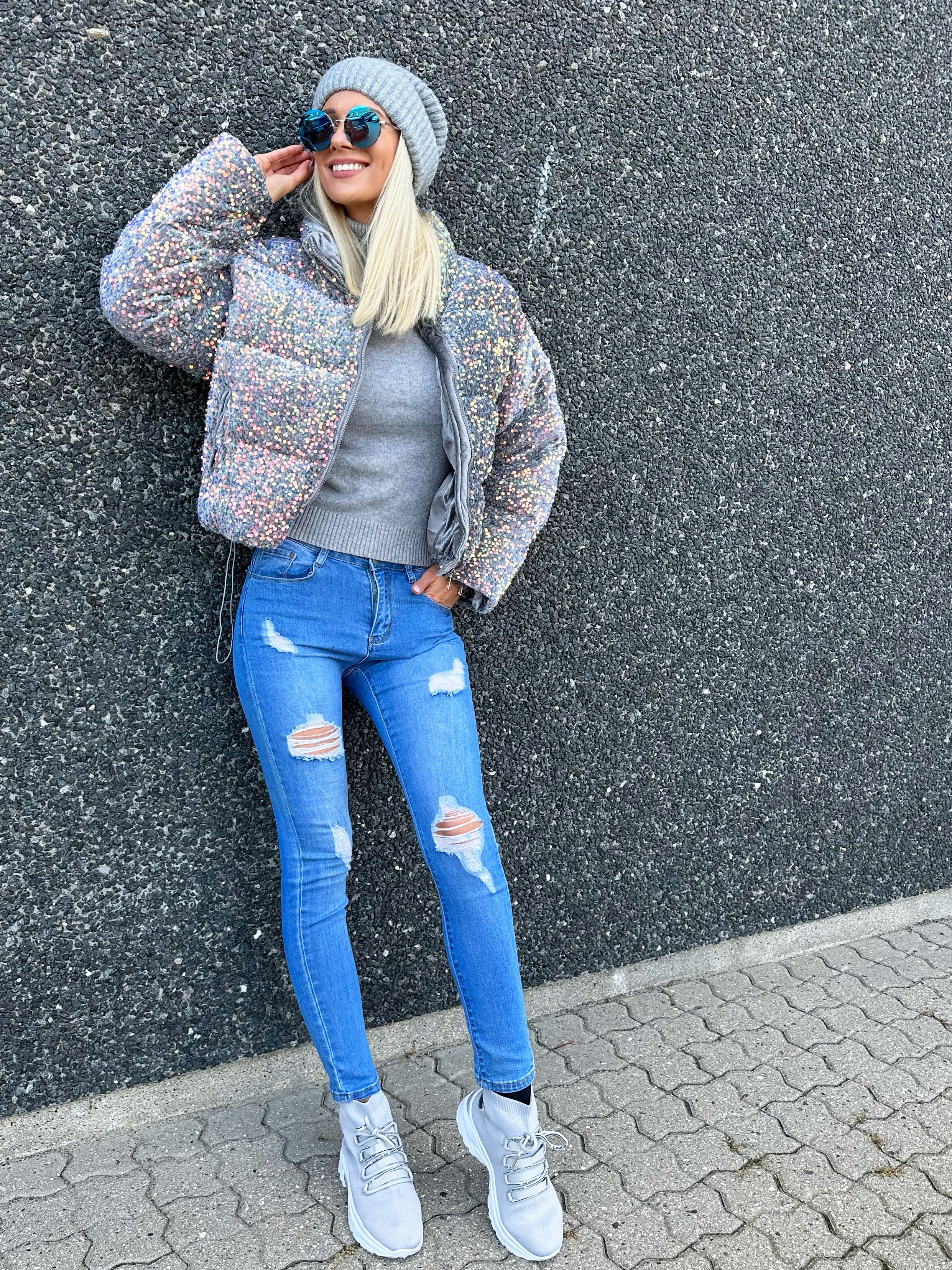 Alena - Kort dunjacka med paljetter