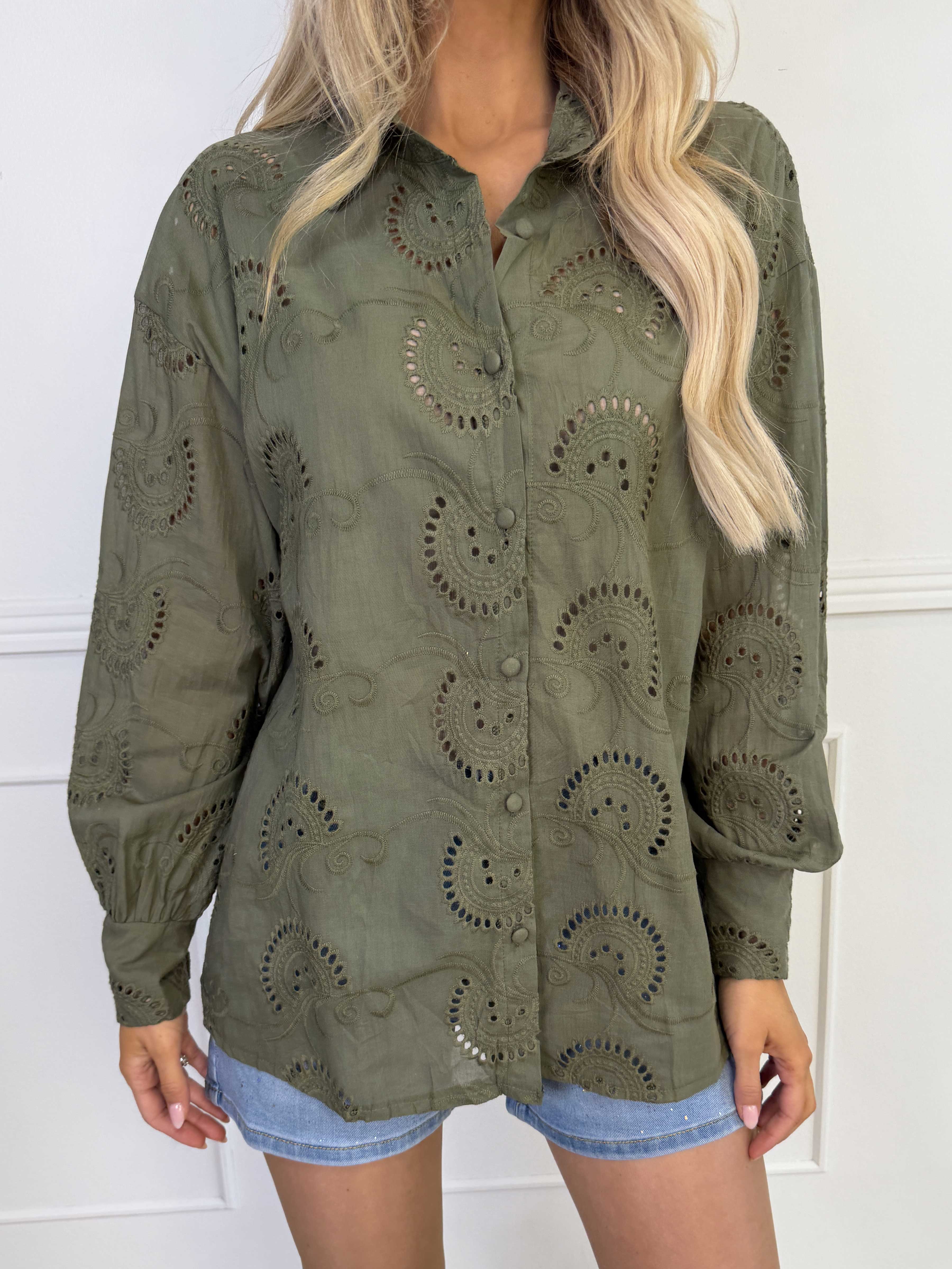 Lona Broderie - Broderie anglaise skjorte i viskose
