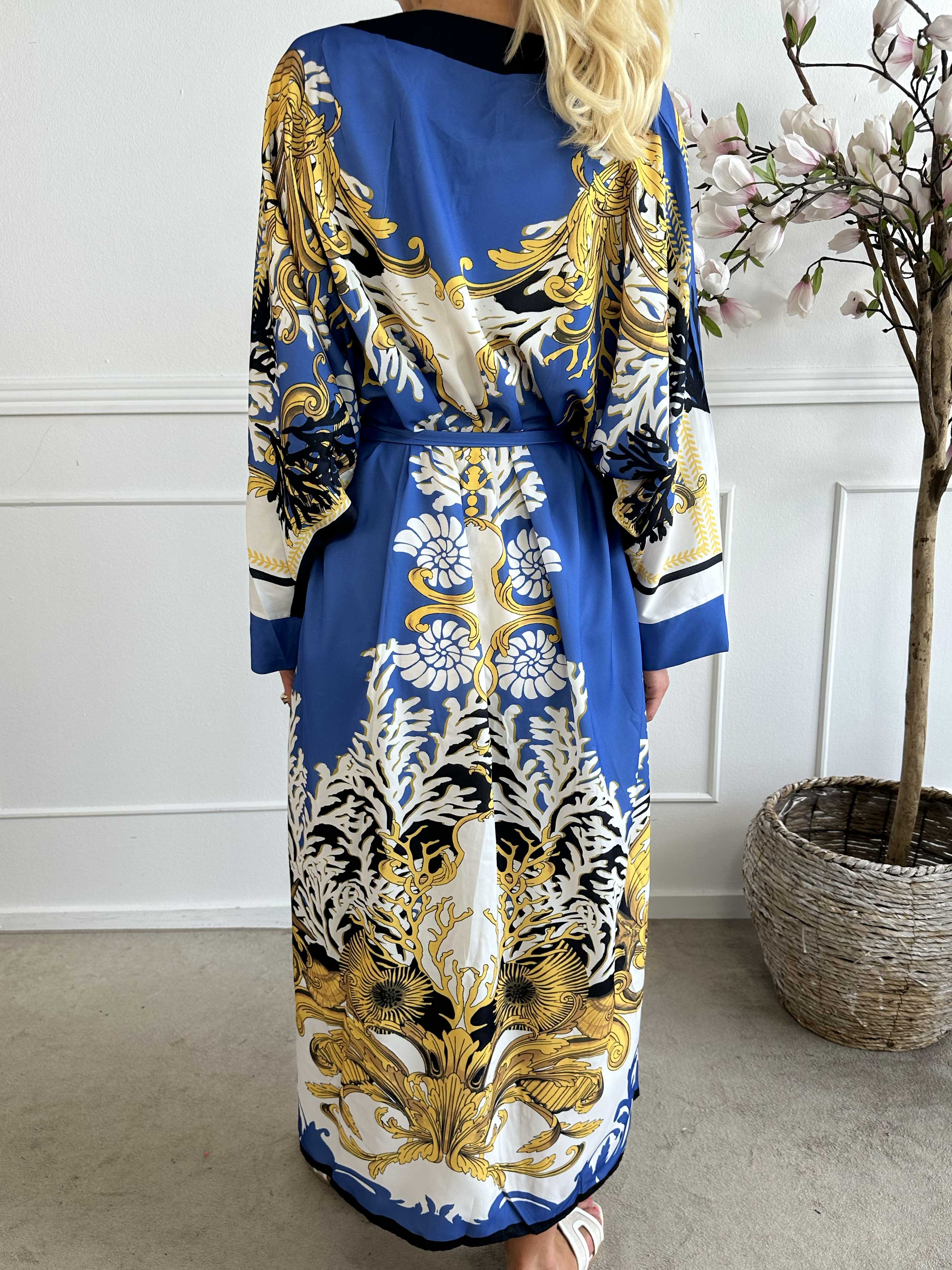 Goddess Dress - Lång mönstrad tunikaklänning med knytband