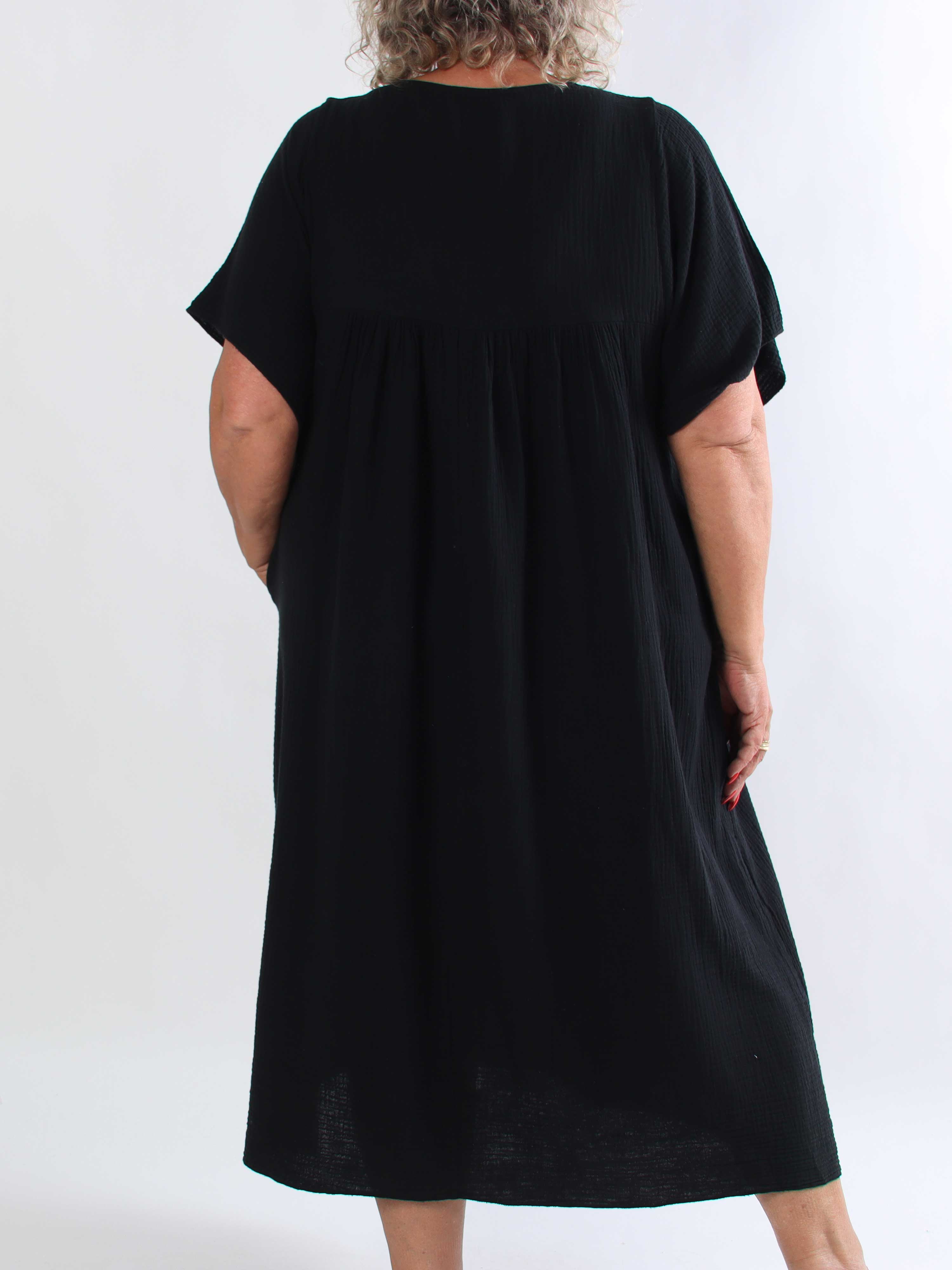 Kanja - Mjuk lång plus size klänning i bomullsmuslina