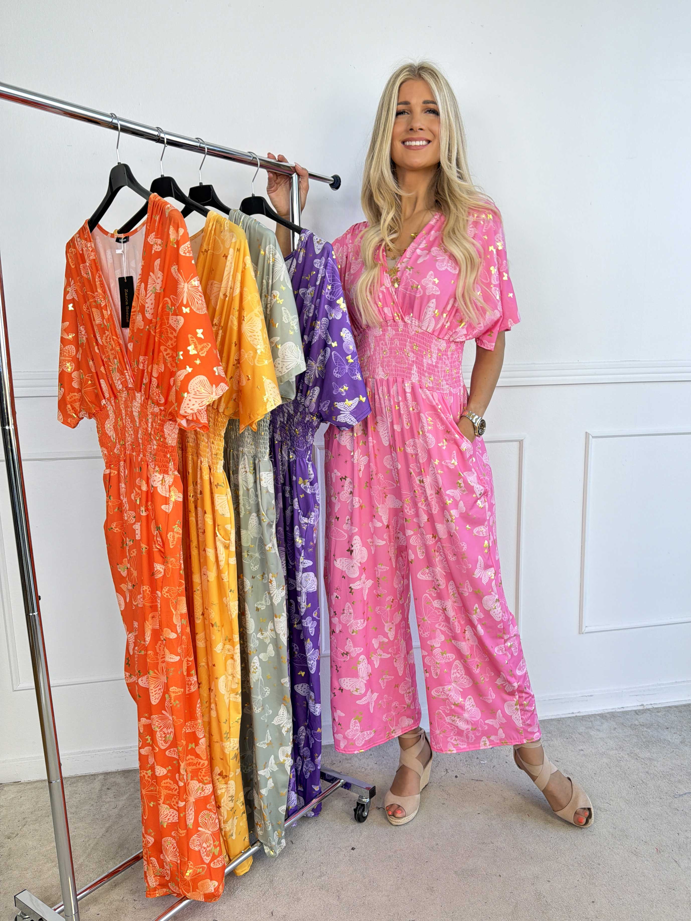 Pams Butterfly Jumpsuit - Elastisk jumpsuit med fjärilsmönster