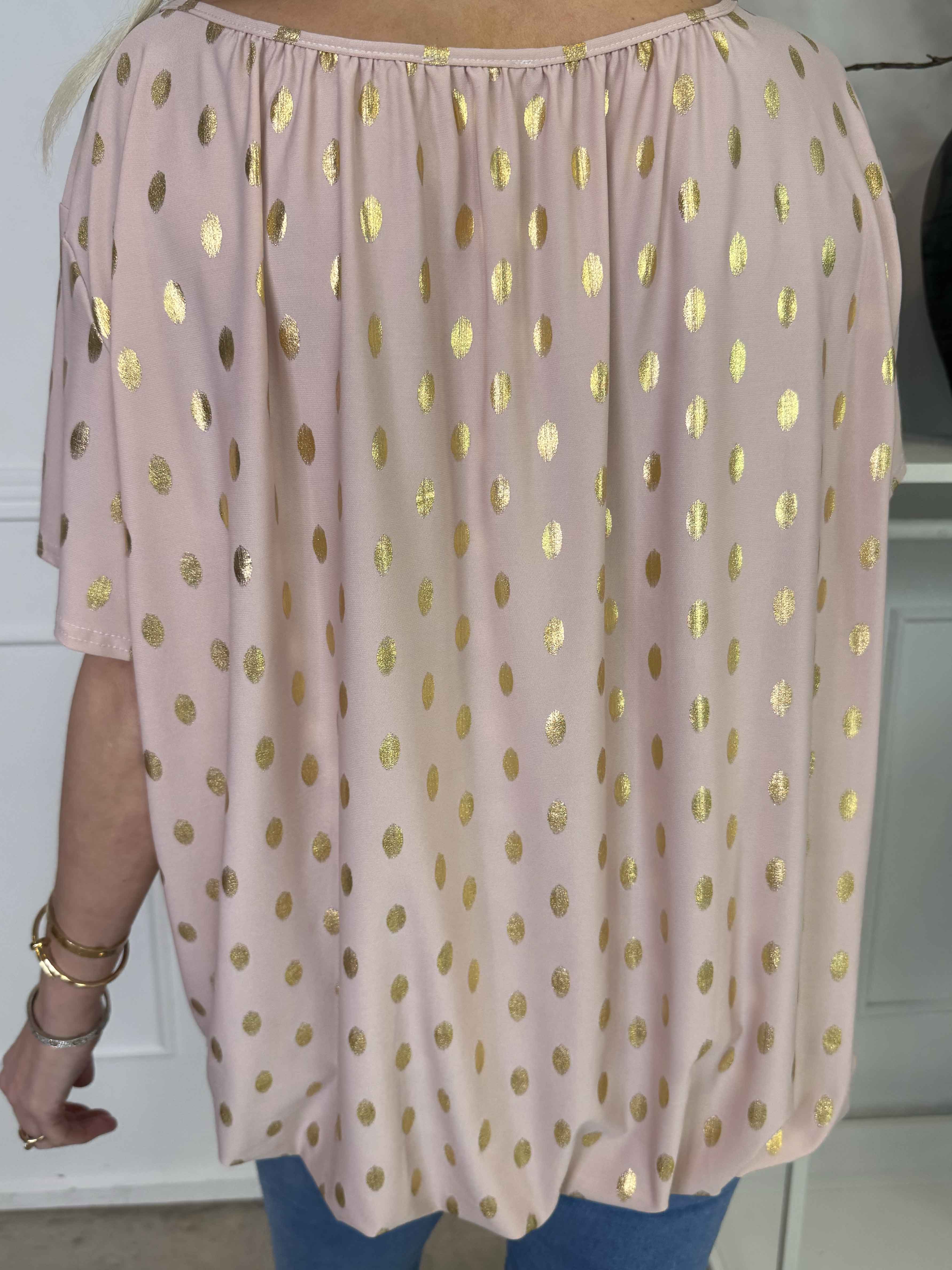 Miracle Dot T-shirt - Elastisk blus med guldprickar på