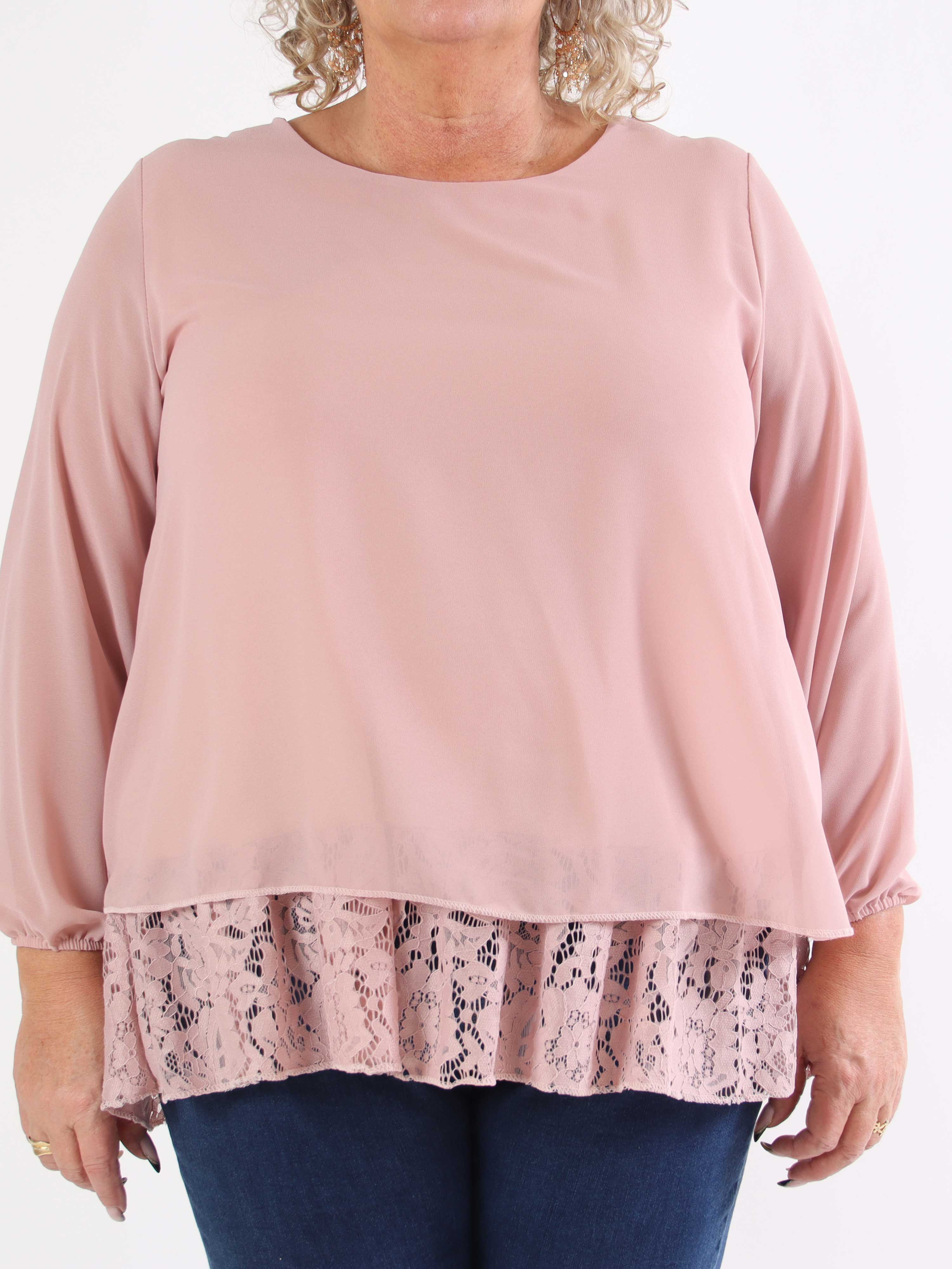 Luby Lace - Plus size-tunika i chiffong med spets i nederkant
