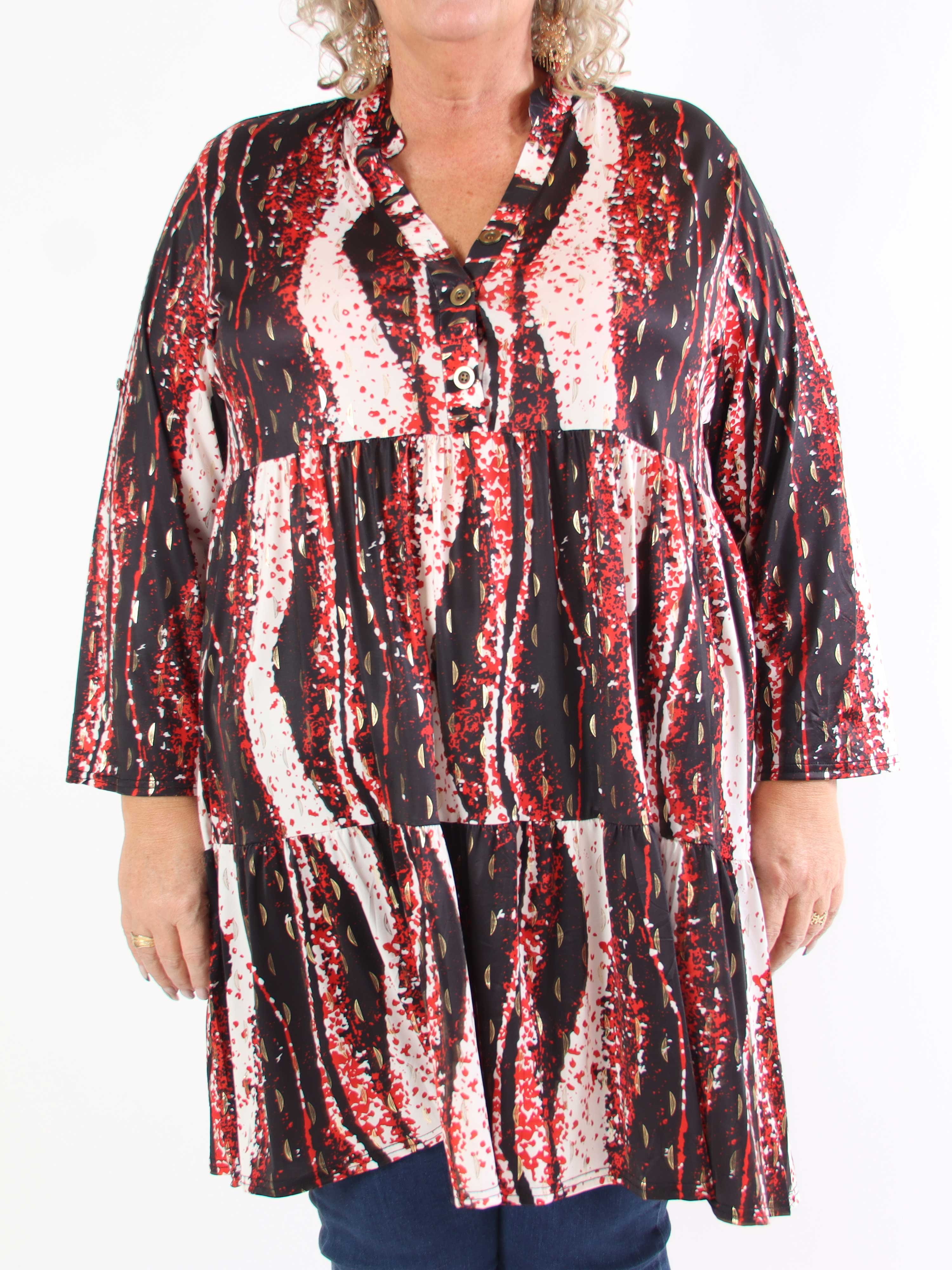 Milano Wave Midi - Plus size klänning med mönster och lager på lager look