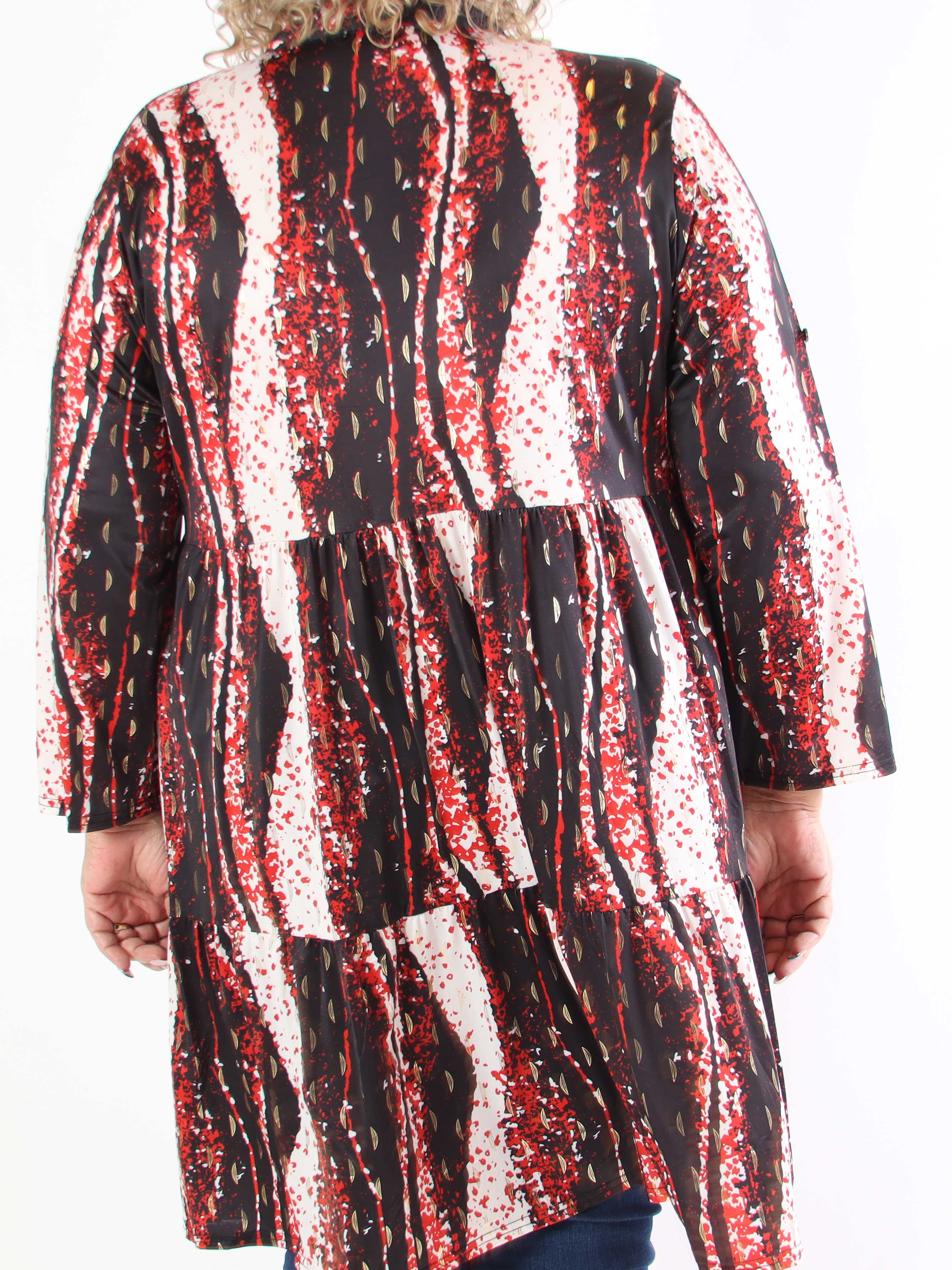 Milano Wave Midi - Plus size klänning med mönster och lager på lager look