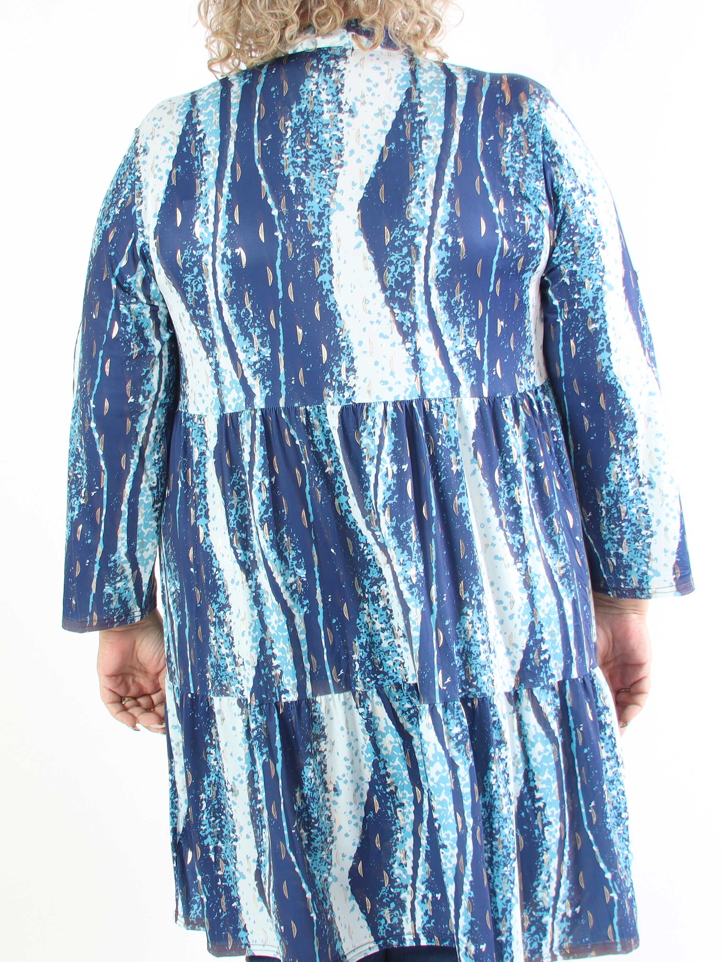 Milano Wave Midi - Plus size klänning med mönster och lager på lager look