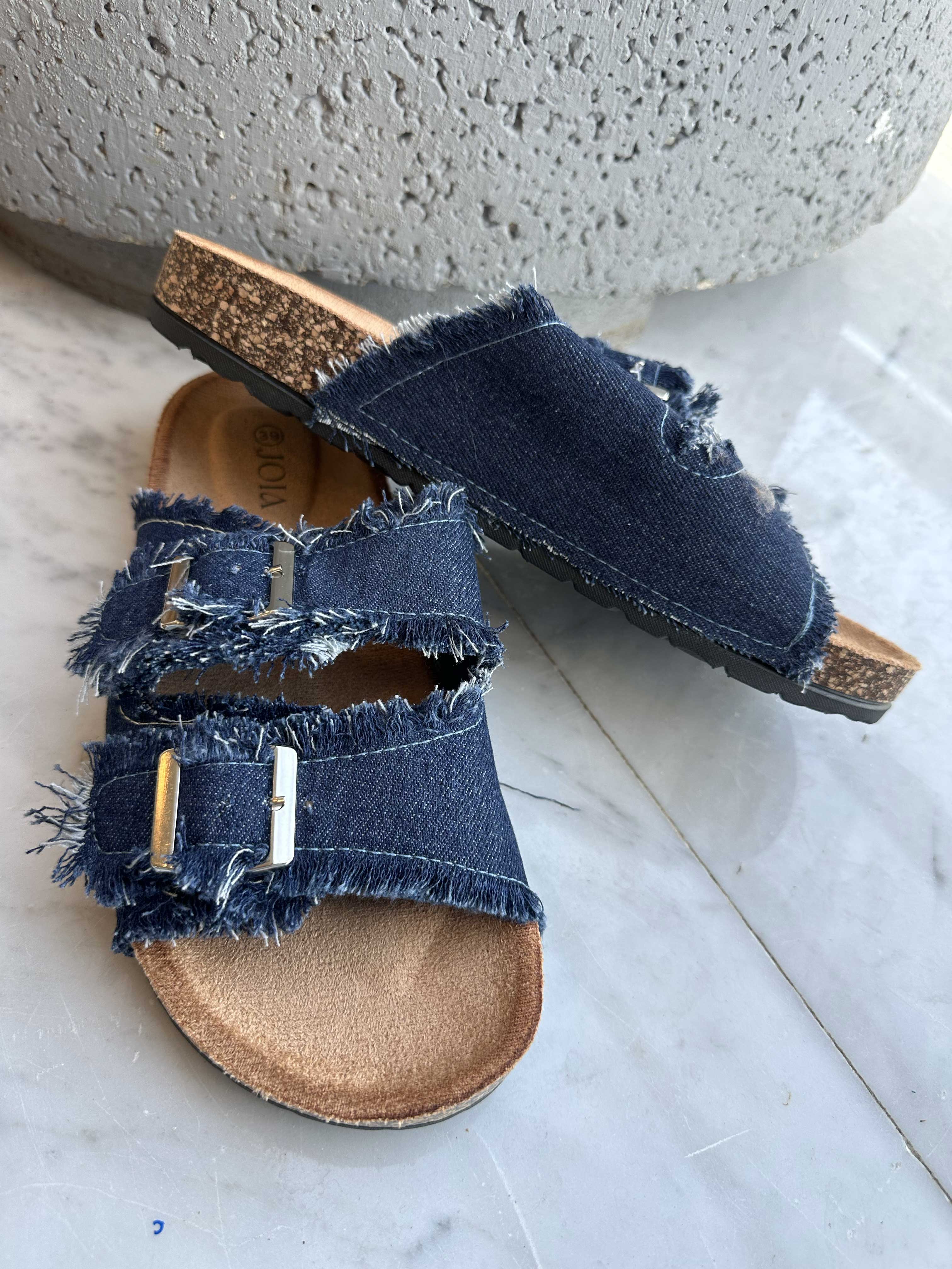 Drea - Söta sandaler i denim med spännen