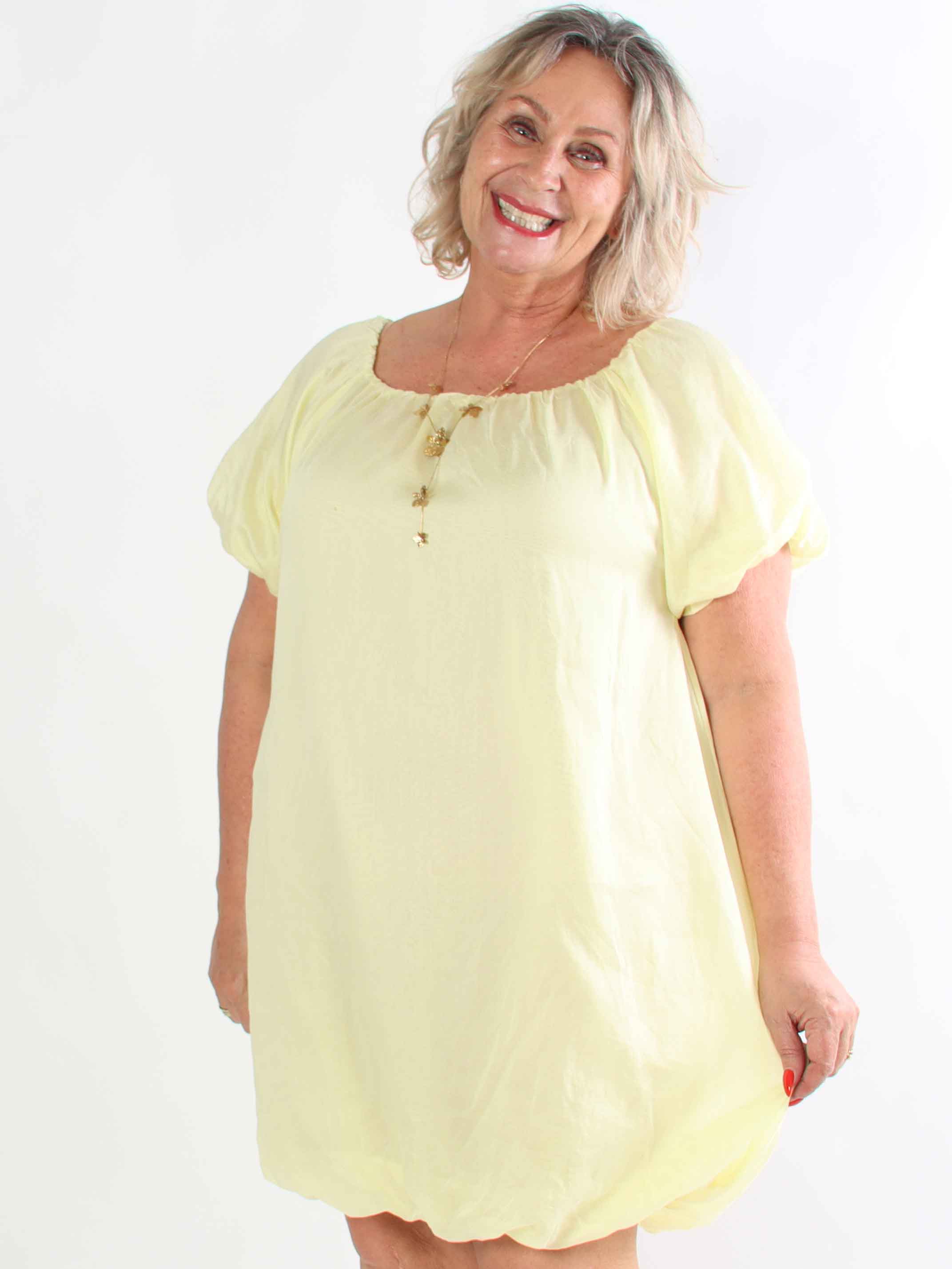 Isabel - Luftig plus size kjole i viskose med let puf-effekt