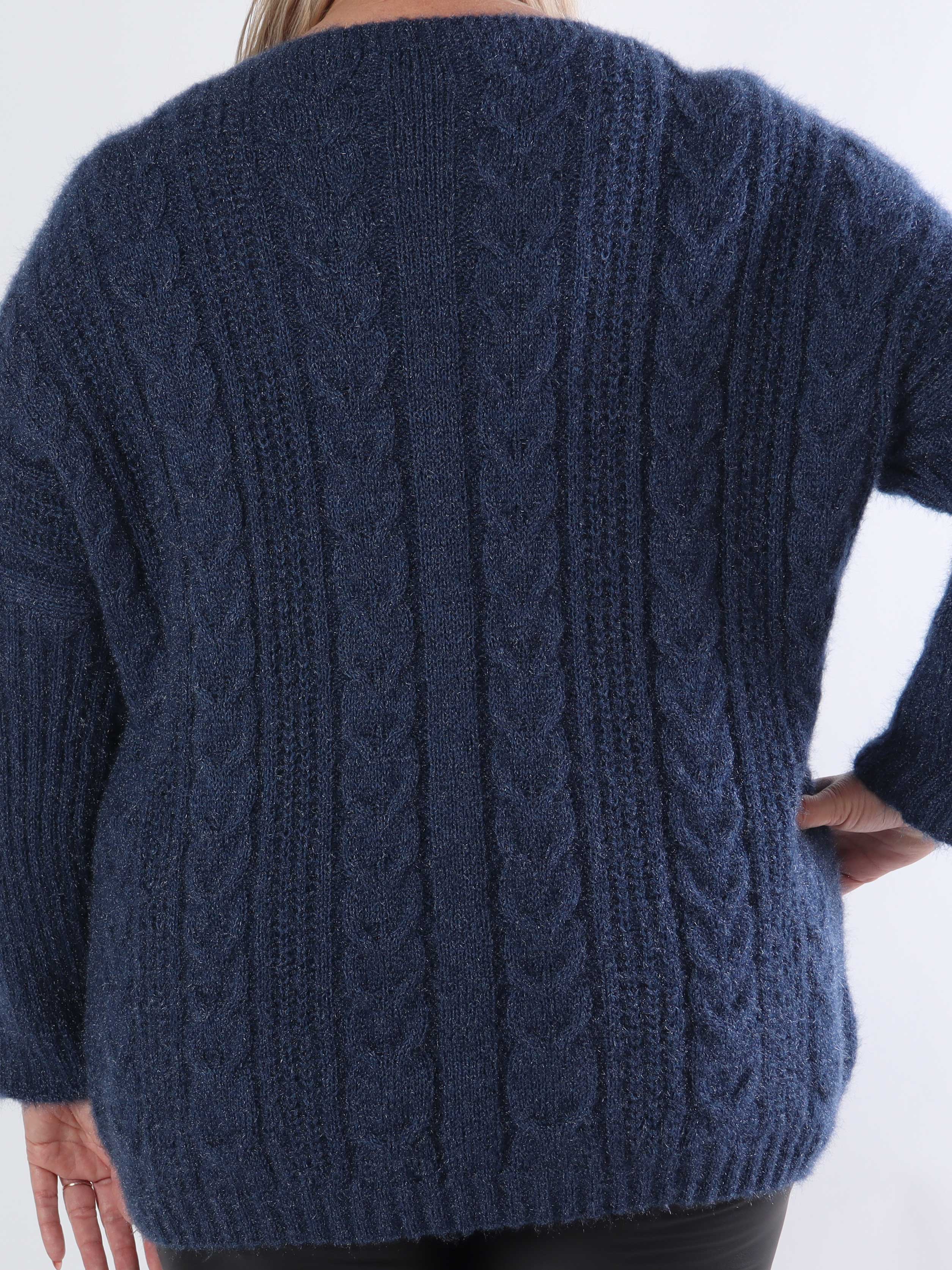 Johanna - Plus size stickad blus i glansig trikå