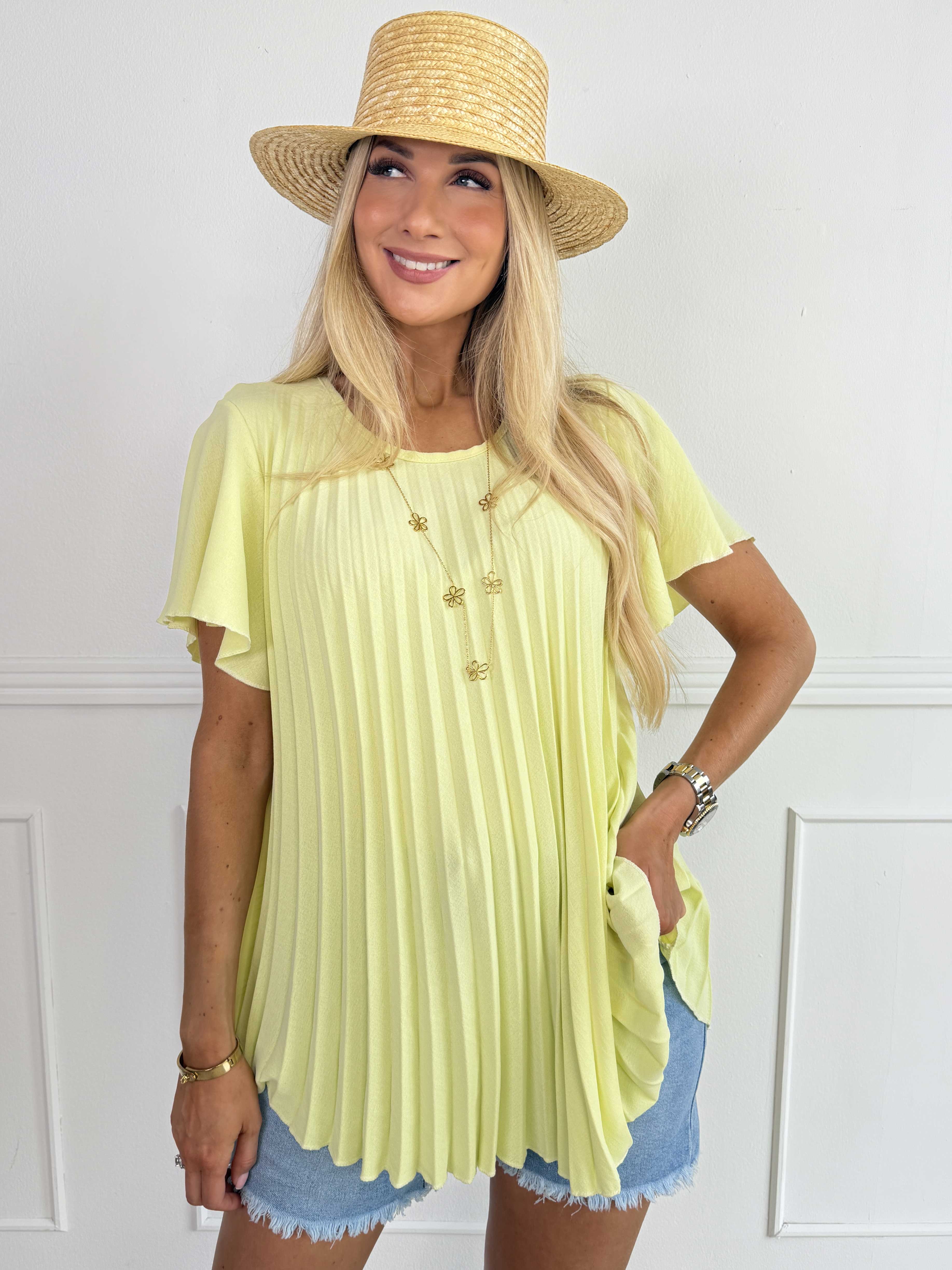 Juna - Lätt och luftig plisserad plus size T-shirt i viskosblandning