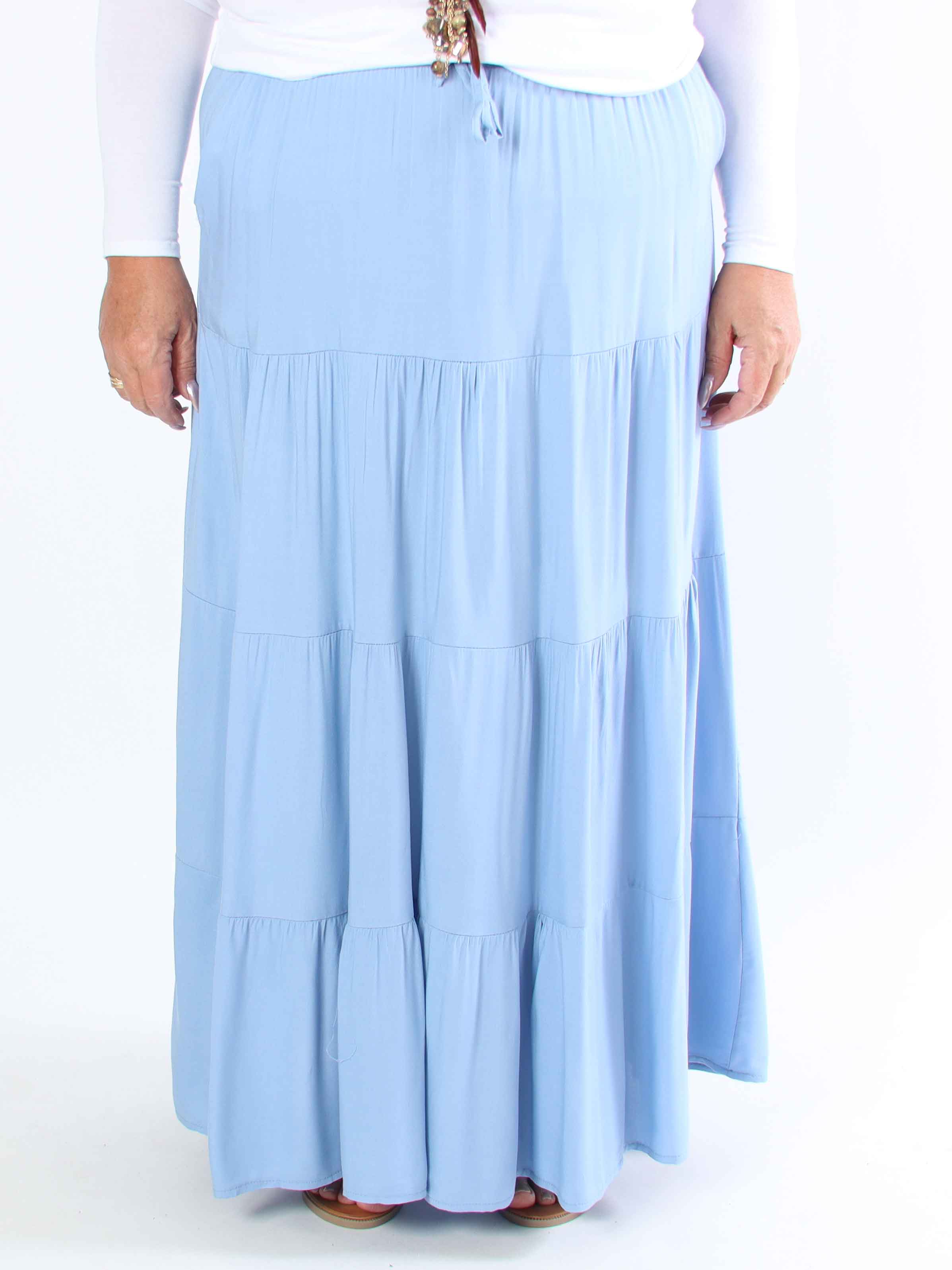 Kayla - Plus size kjol i viskos med lager-på-lager-look