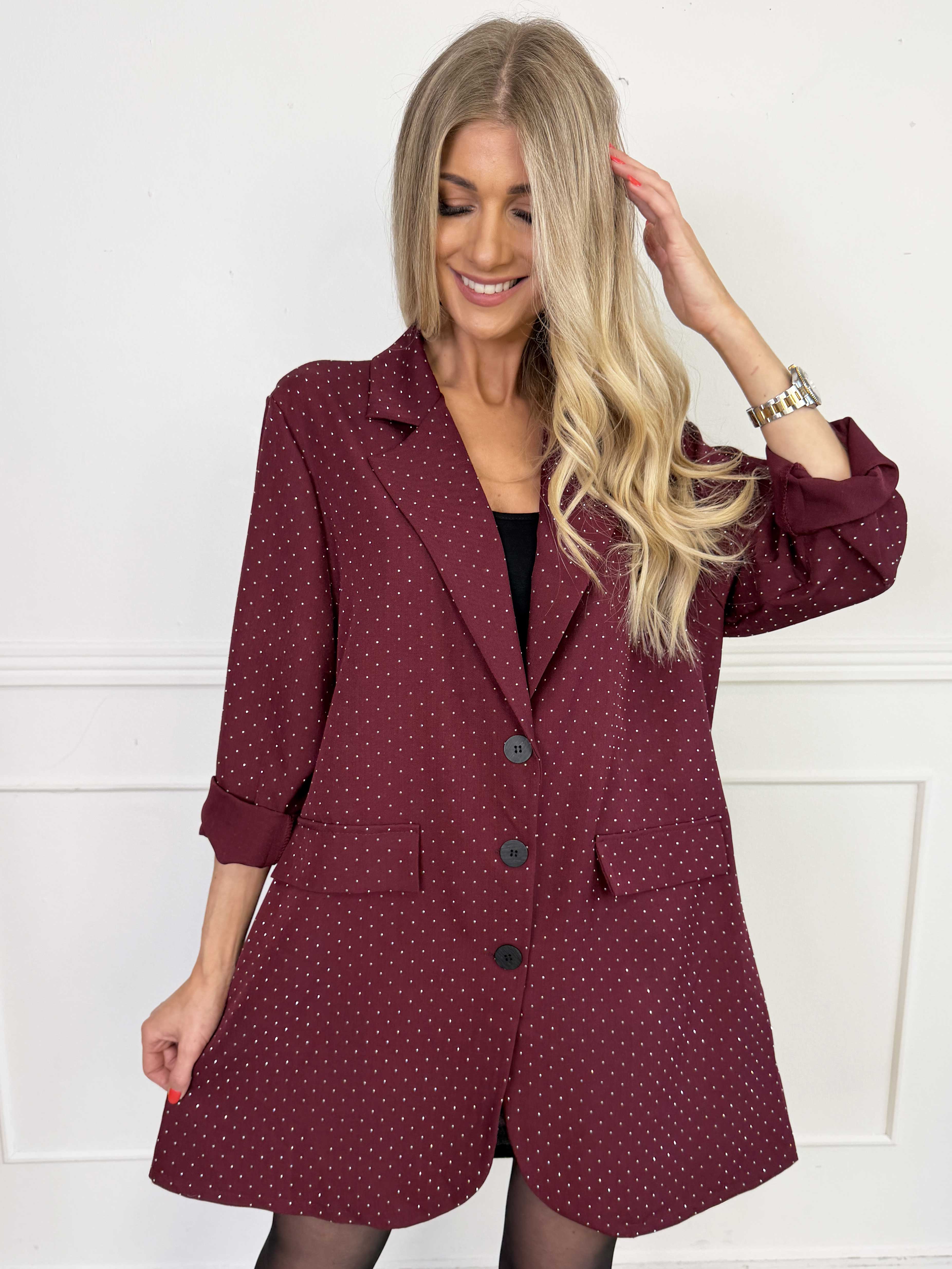 Lanthe long - Lång kavaj med strass