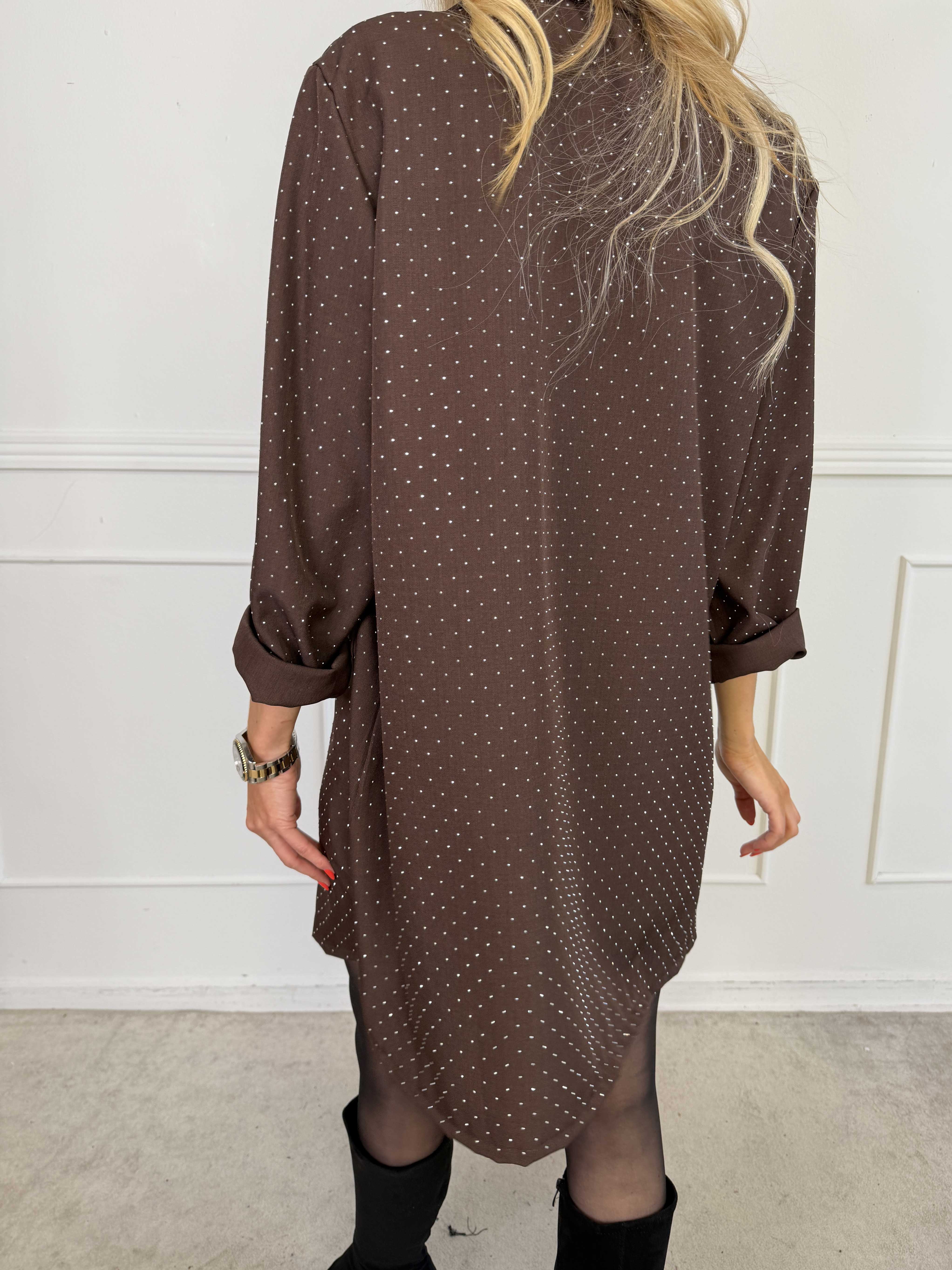 Lanthe long - Lång kavaj med strass