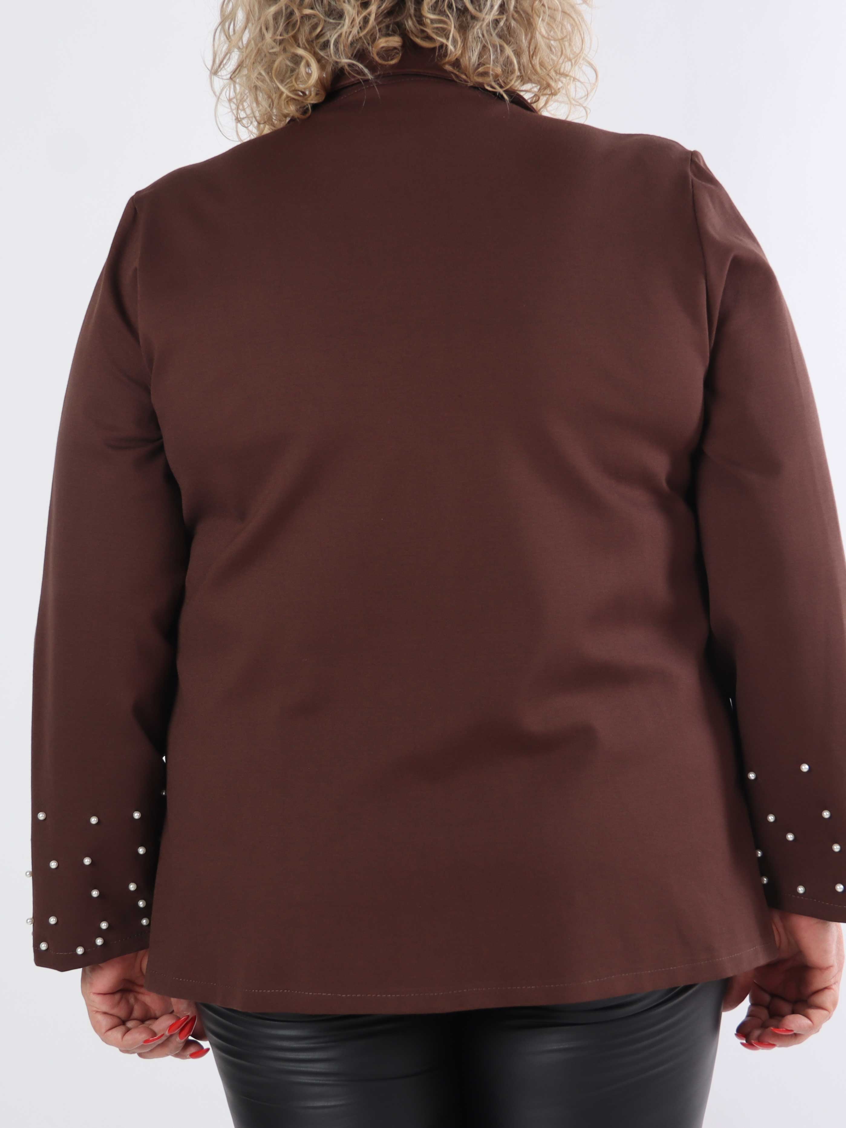 Larissa - Plus size-kavaj med vita pärlor