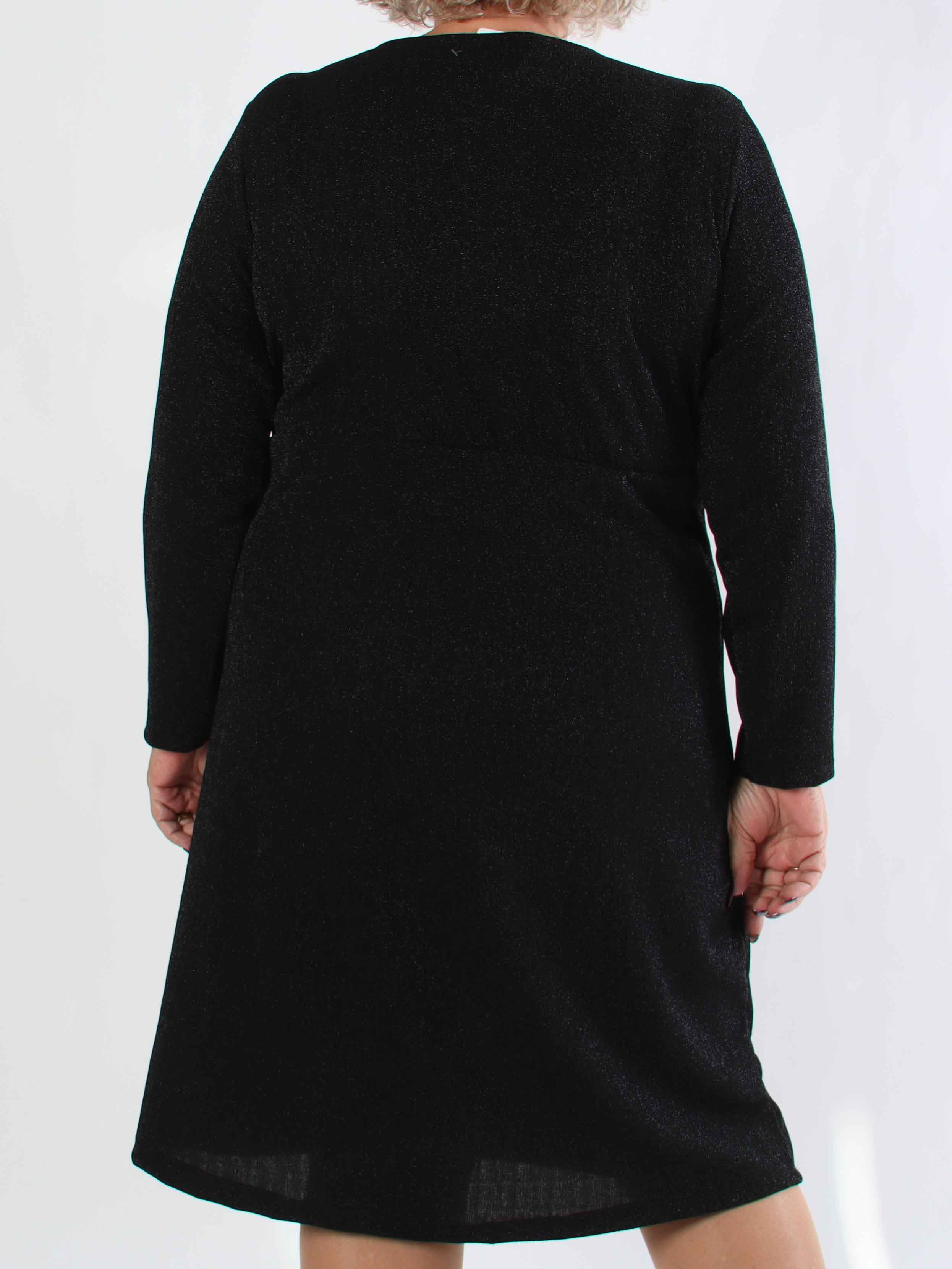Lina - Söt plus size festklänning med glittertråd och korsdetalj vid bysten
