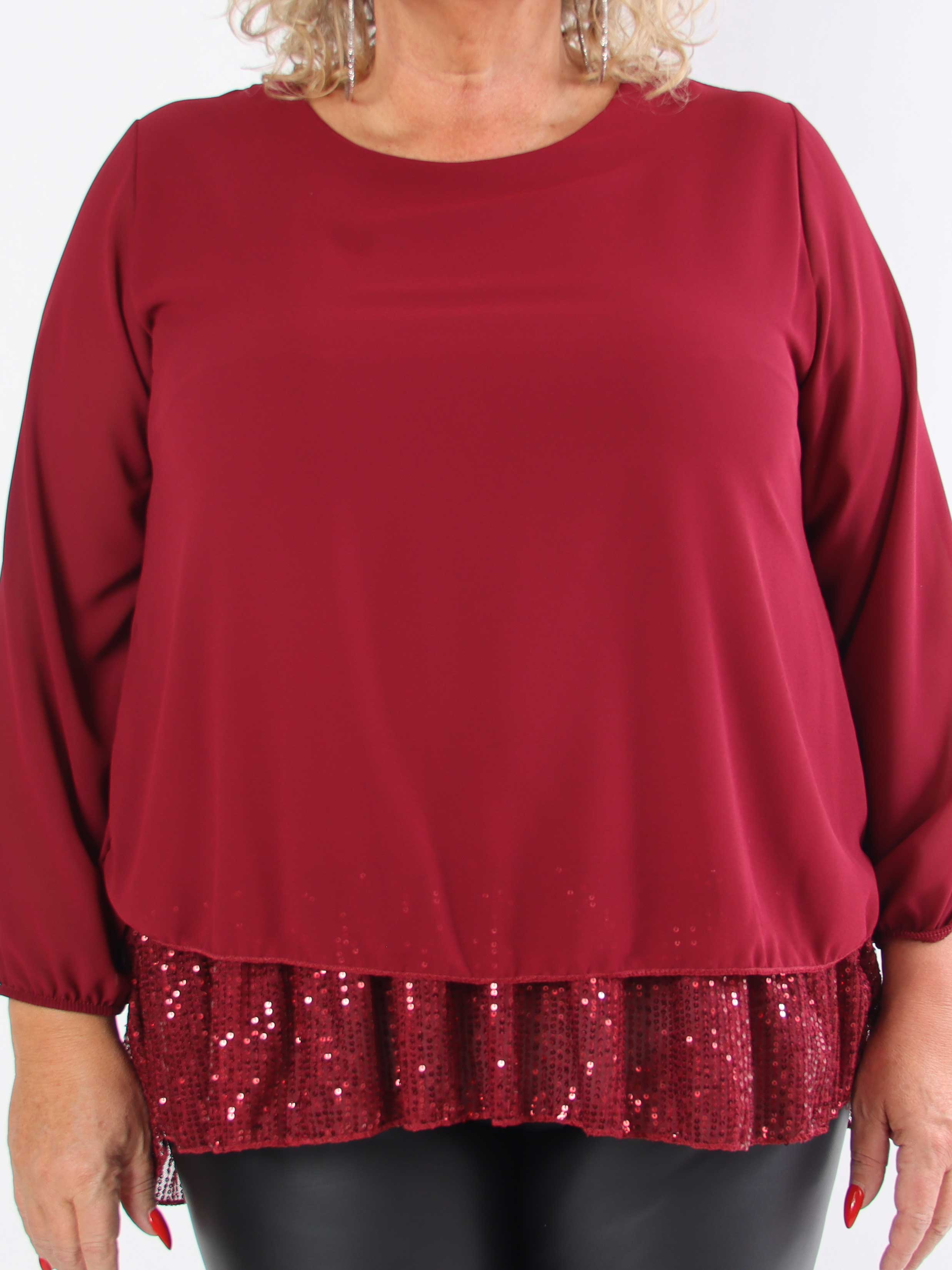 Luby - Plus size-tunika i chiffong med paljettfåll