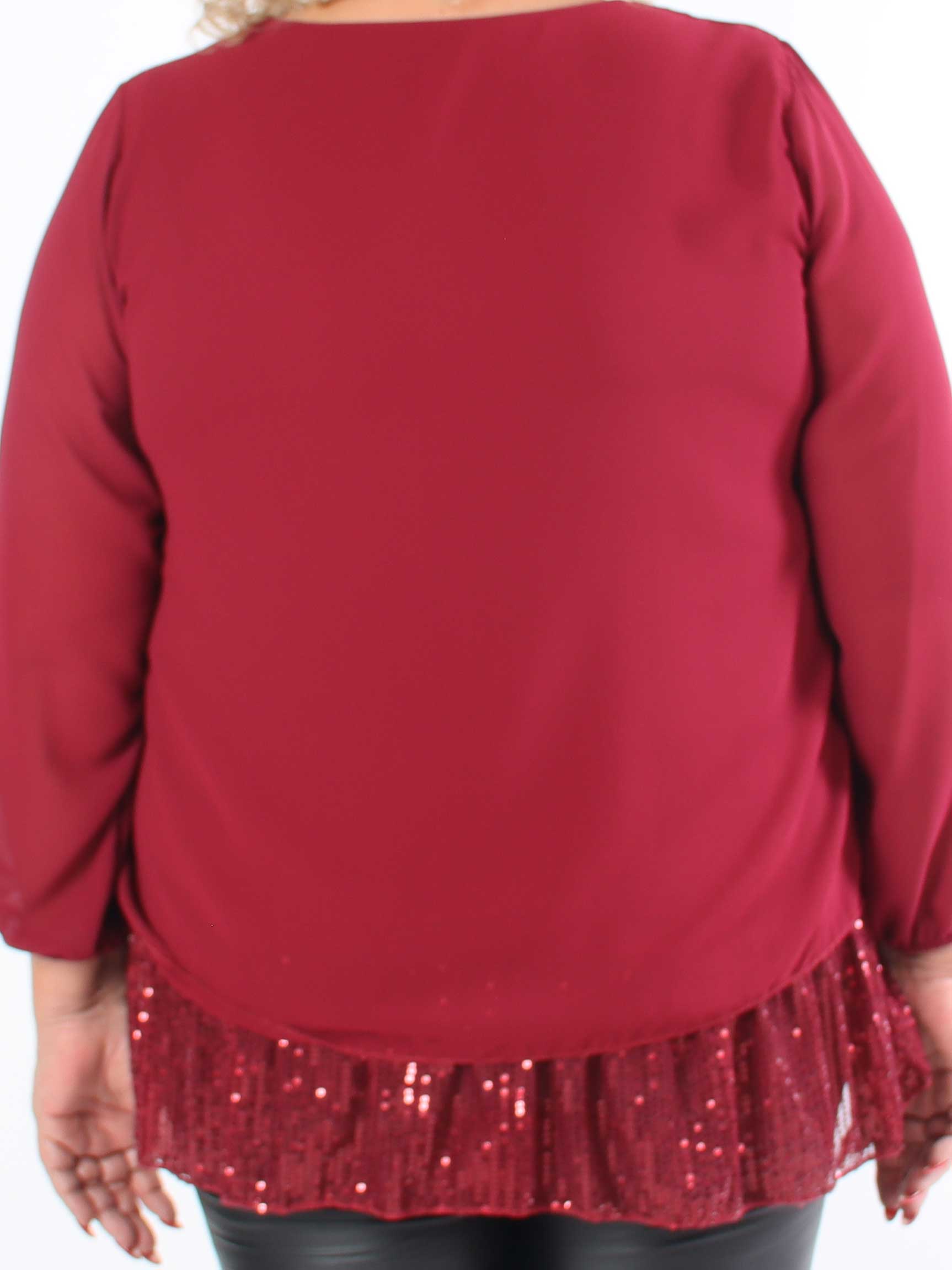 Luby - Plus size-tunika i chiffong med paljettfåll