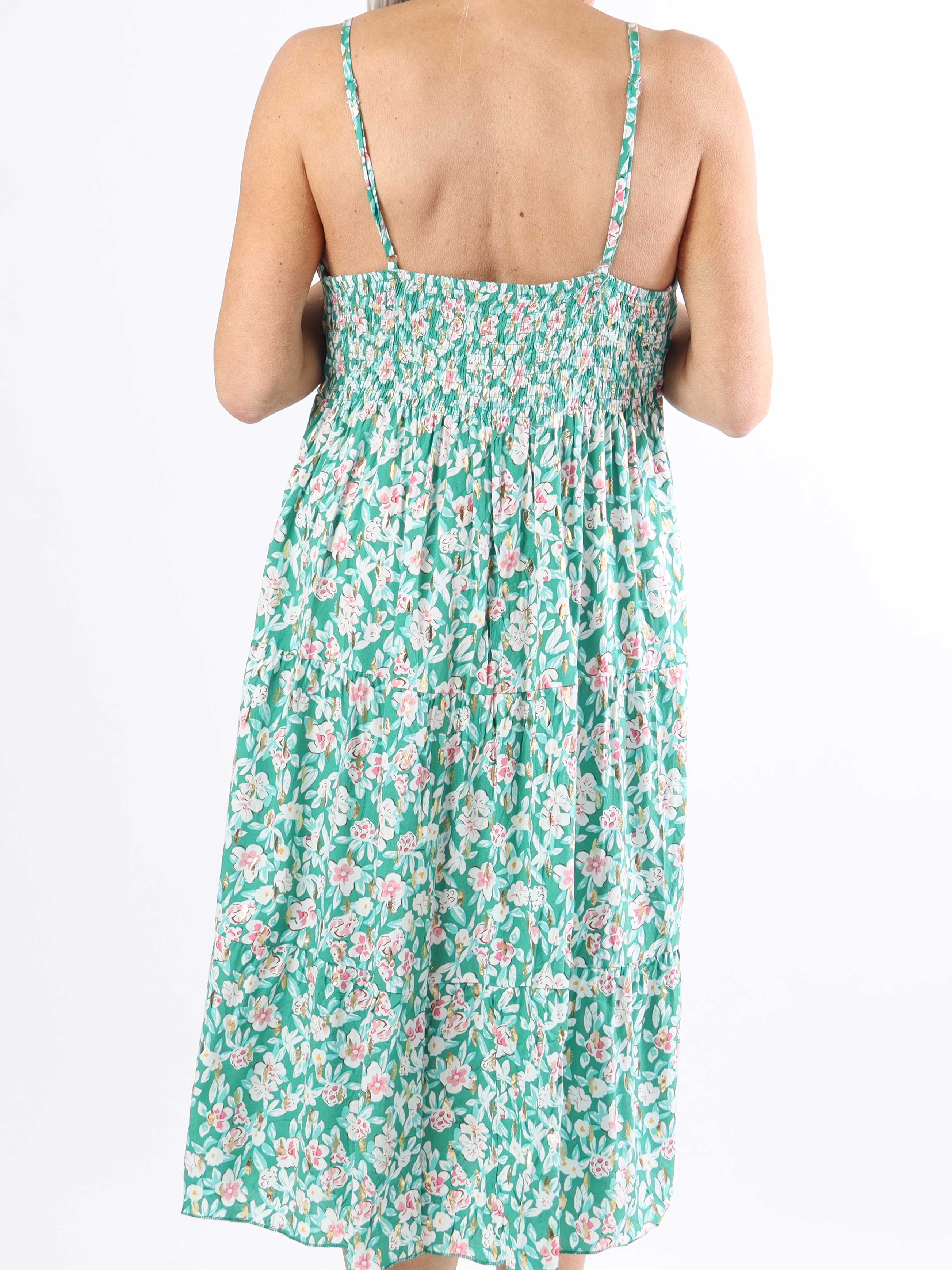 Lucie Small Flower Short - Blommönstrad bandklänning i plus size med v-ringning