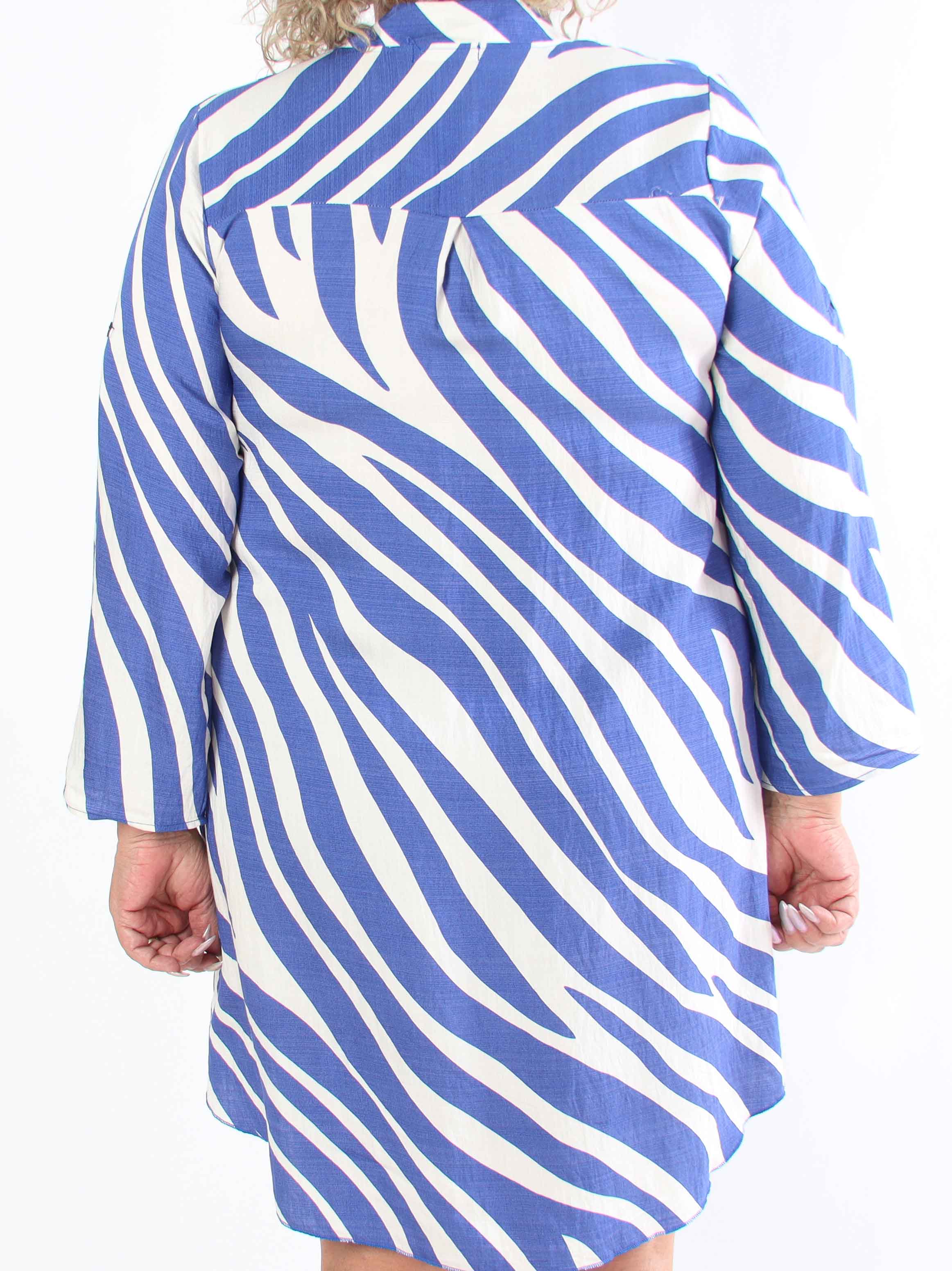 Luna - Randig plus size tunikaklänning i viskos