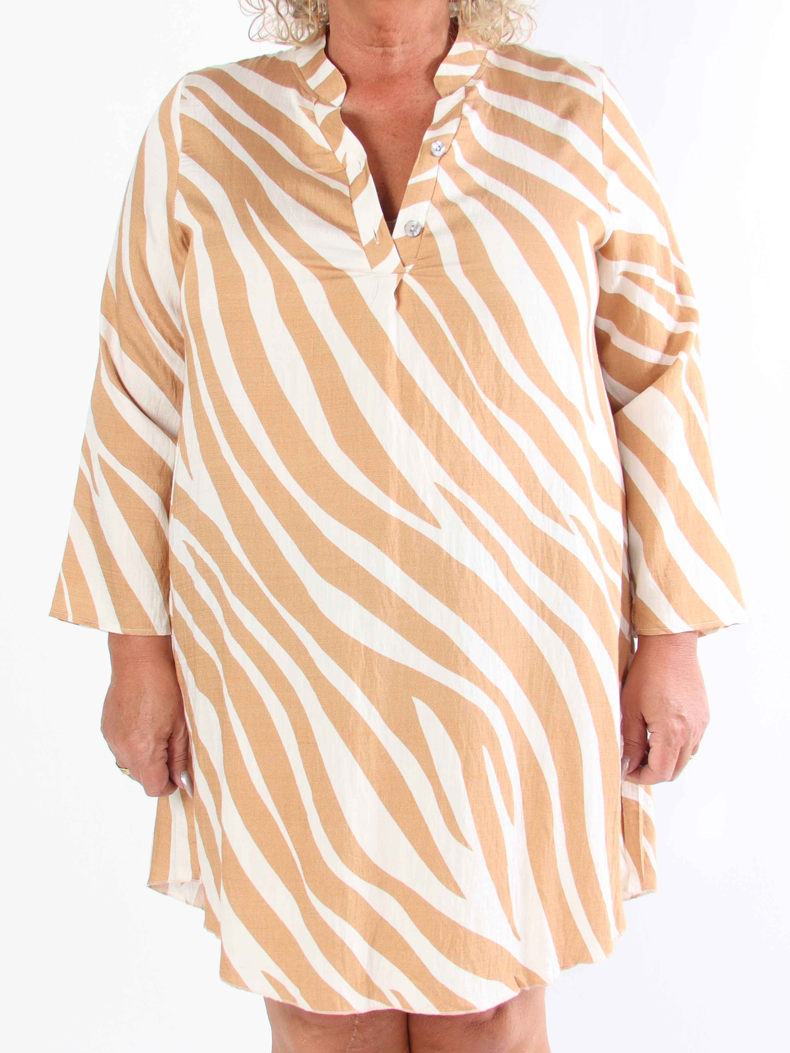 Luna - Randig plus size tunikaklänning i viskos