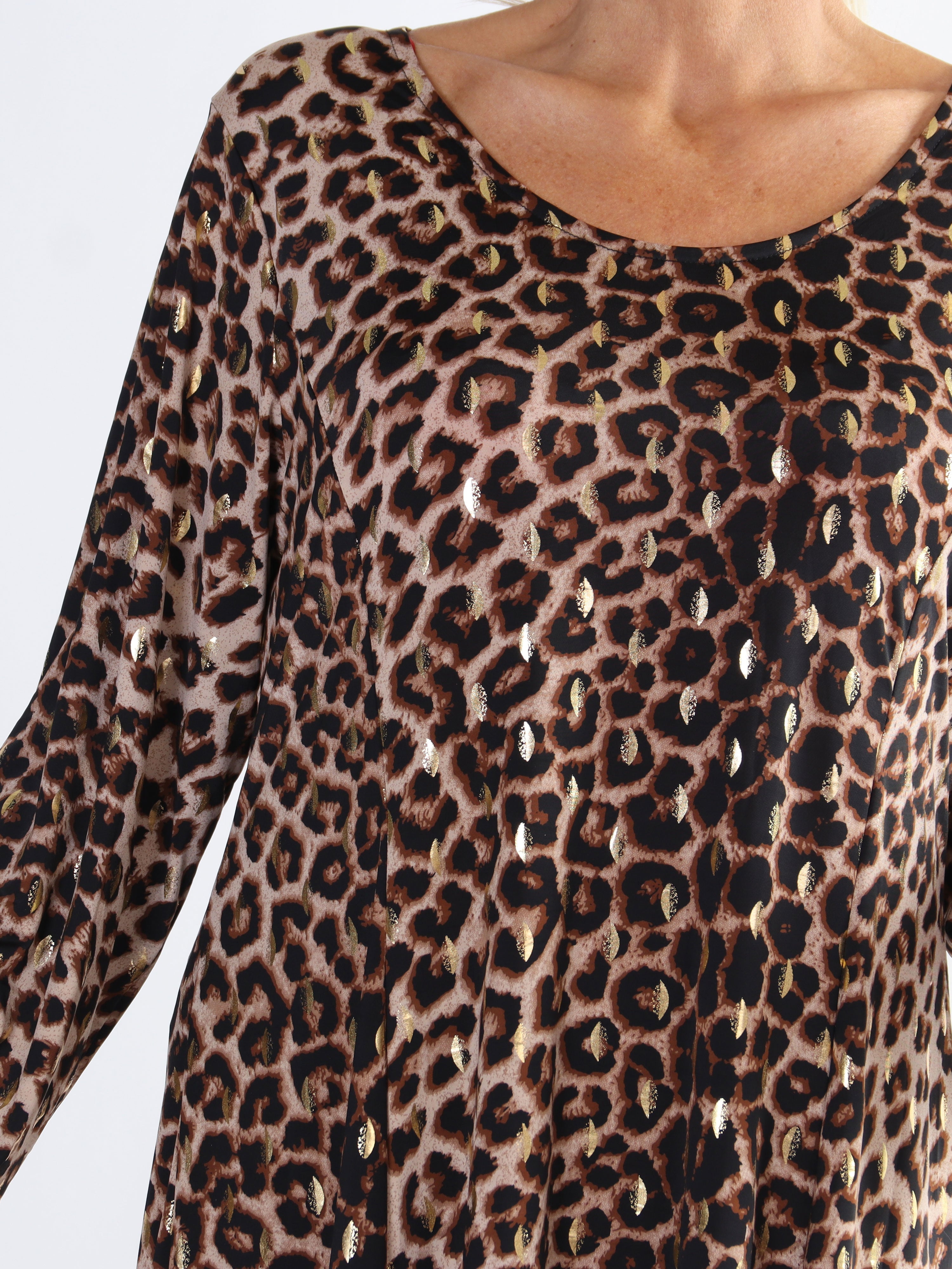 Maj Leo L/S - Klänning med resår i leopardmönster