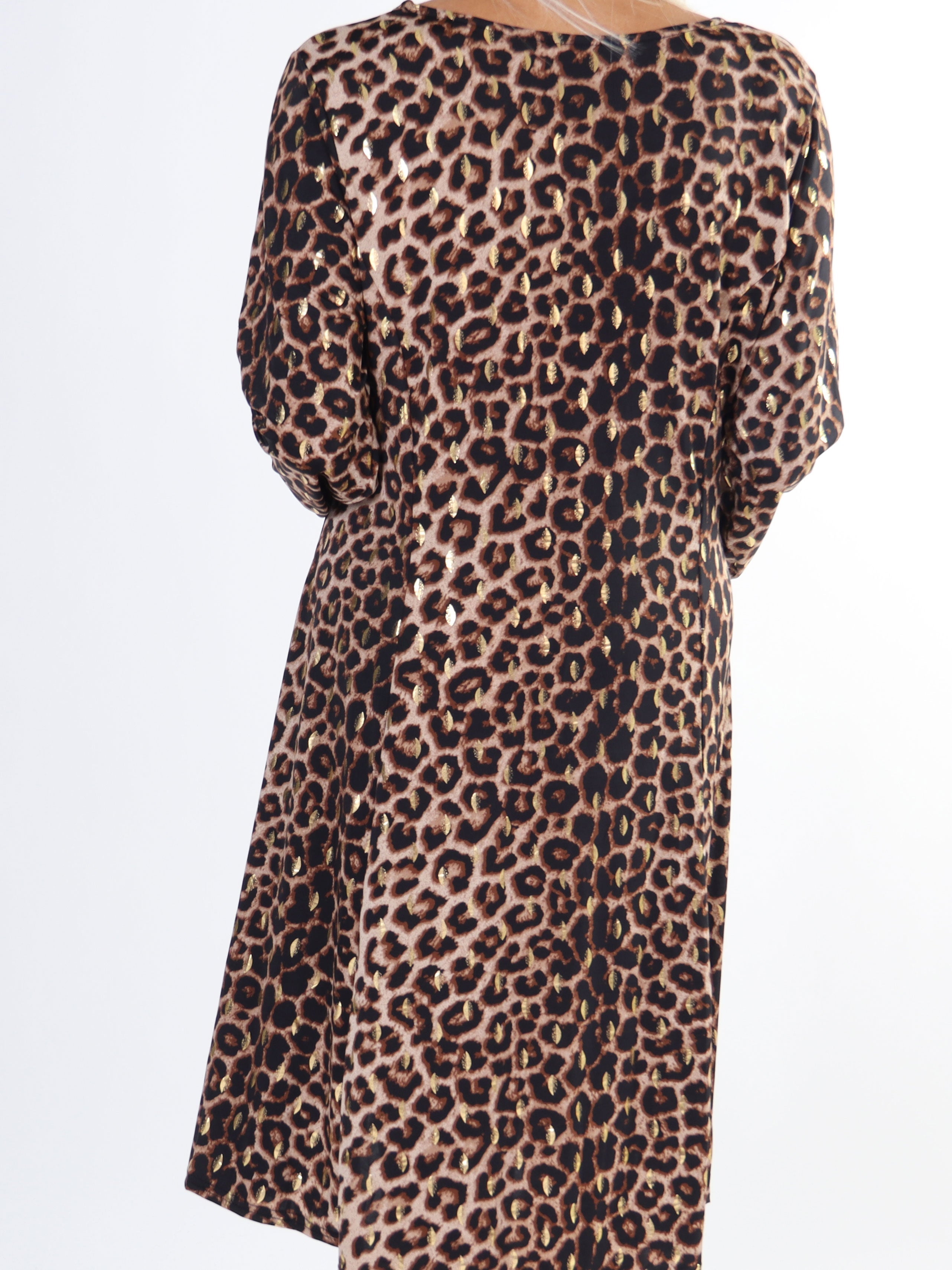Maj Leo L/S - Klänning med resår i leopardmönster