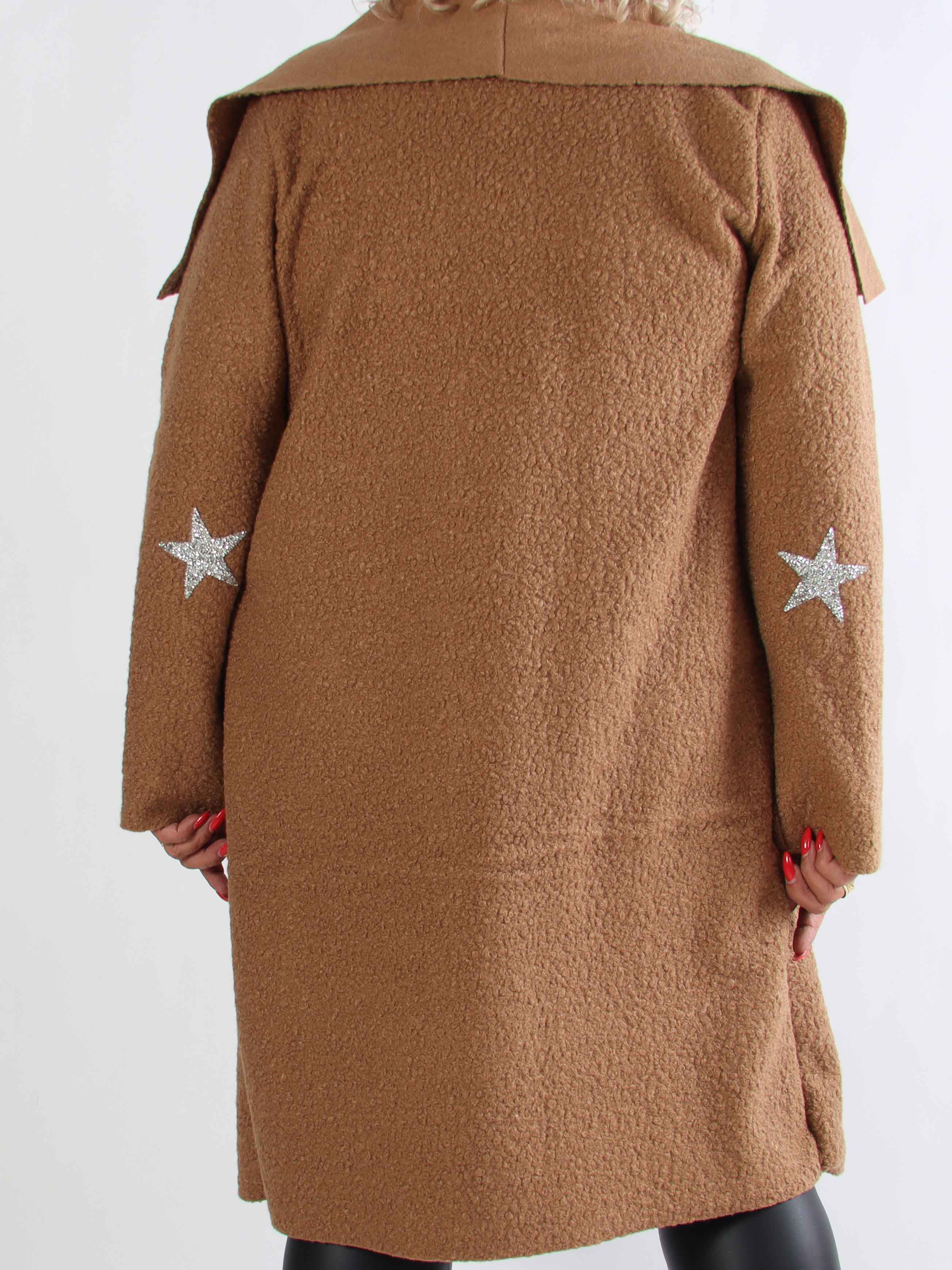 Malfrid - Plus size kappa i mjuk teddy med shiny stjärnor