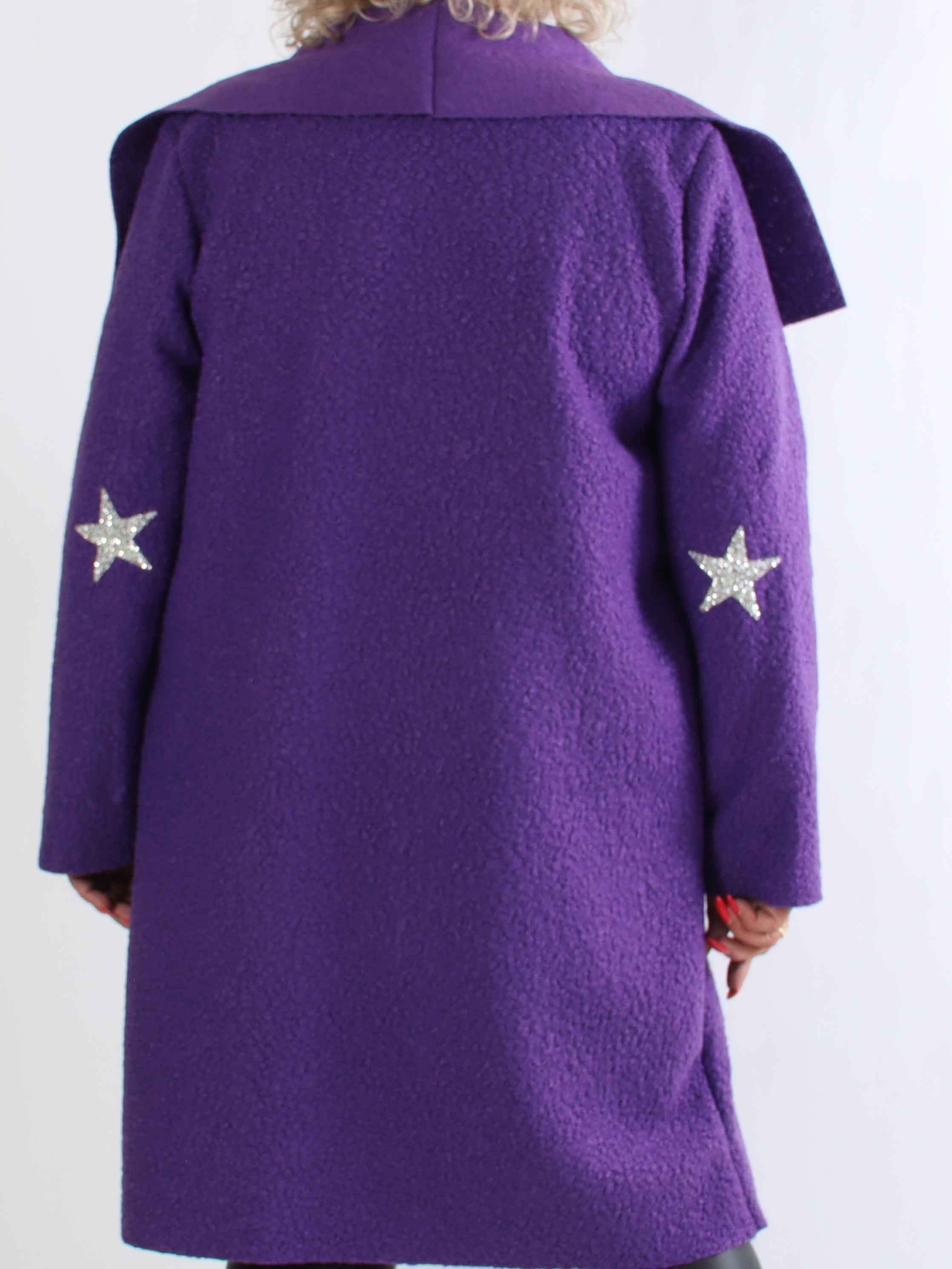 Malfrid - Plus size kappa i mjuk teddy med shiny stjärnor