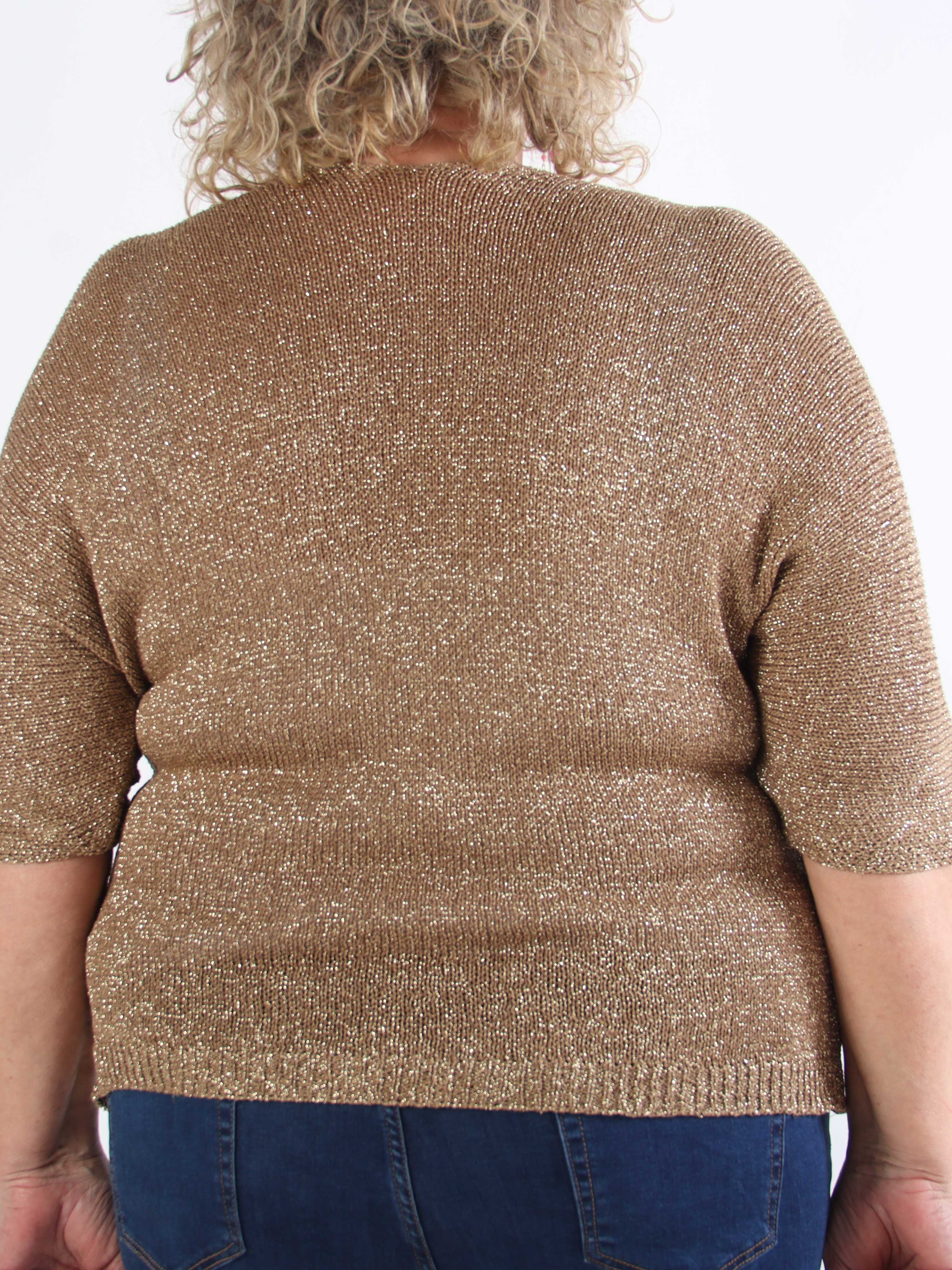 Mariela - Söt plus size-kofta i viskos med glittertrådar
