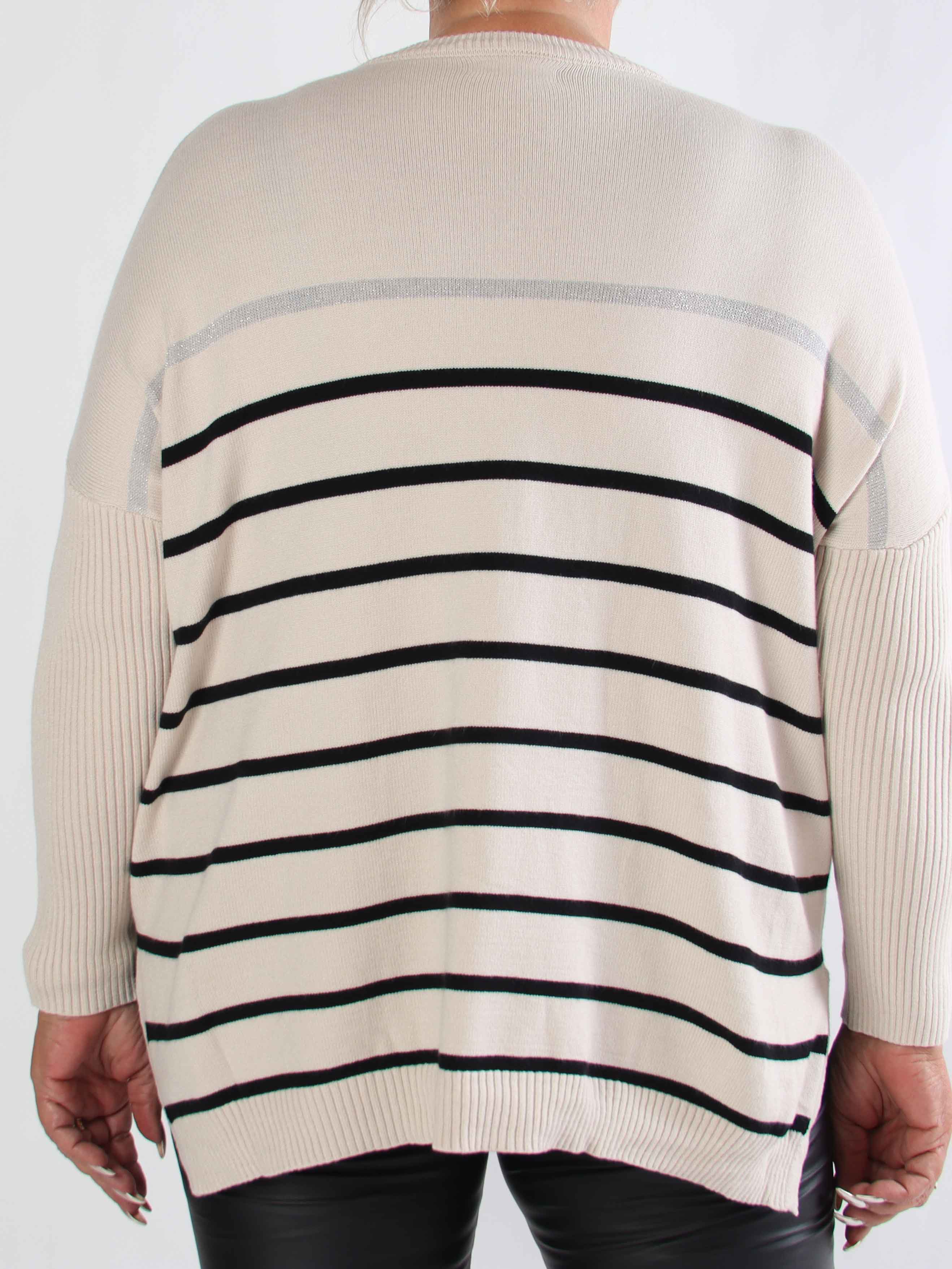 Mei - Randig elastisk plus size tröja i viskos