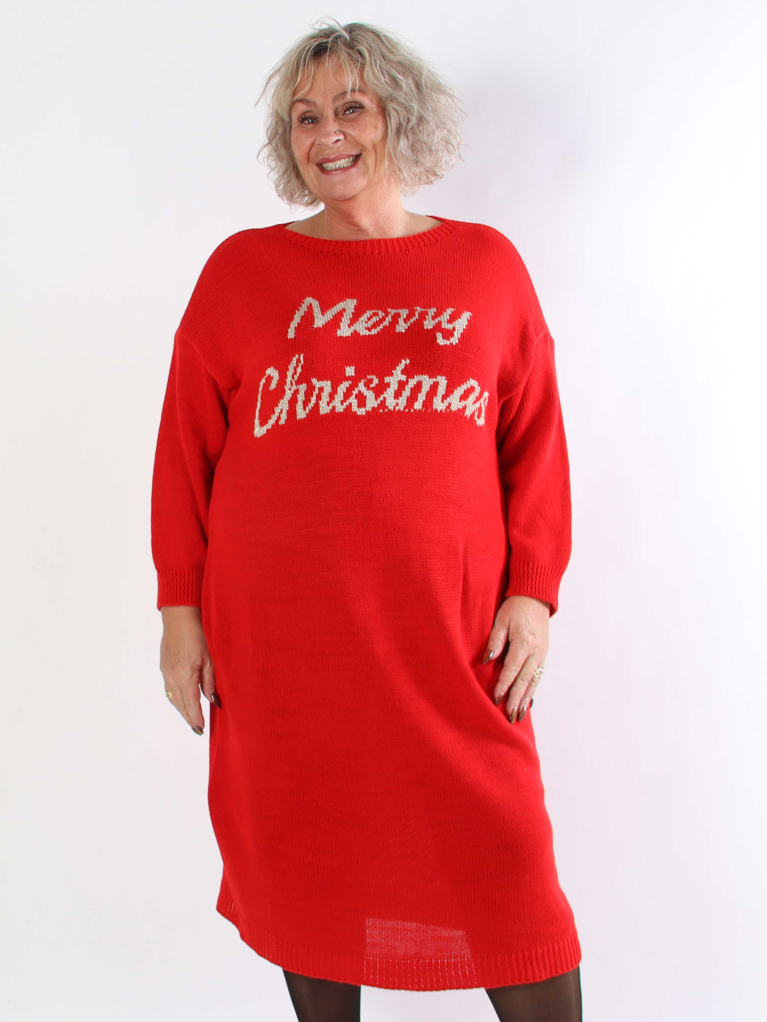 Merry Long - Plus size jultröja med guldskrift