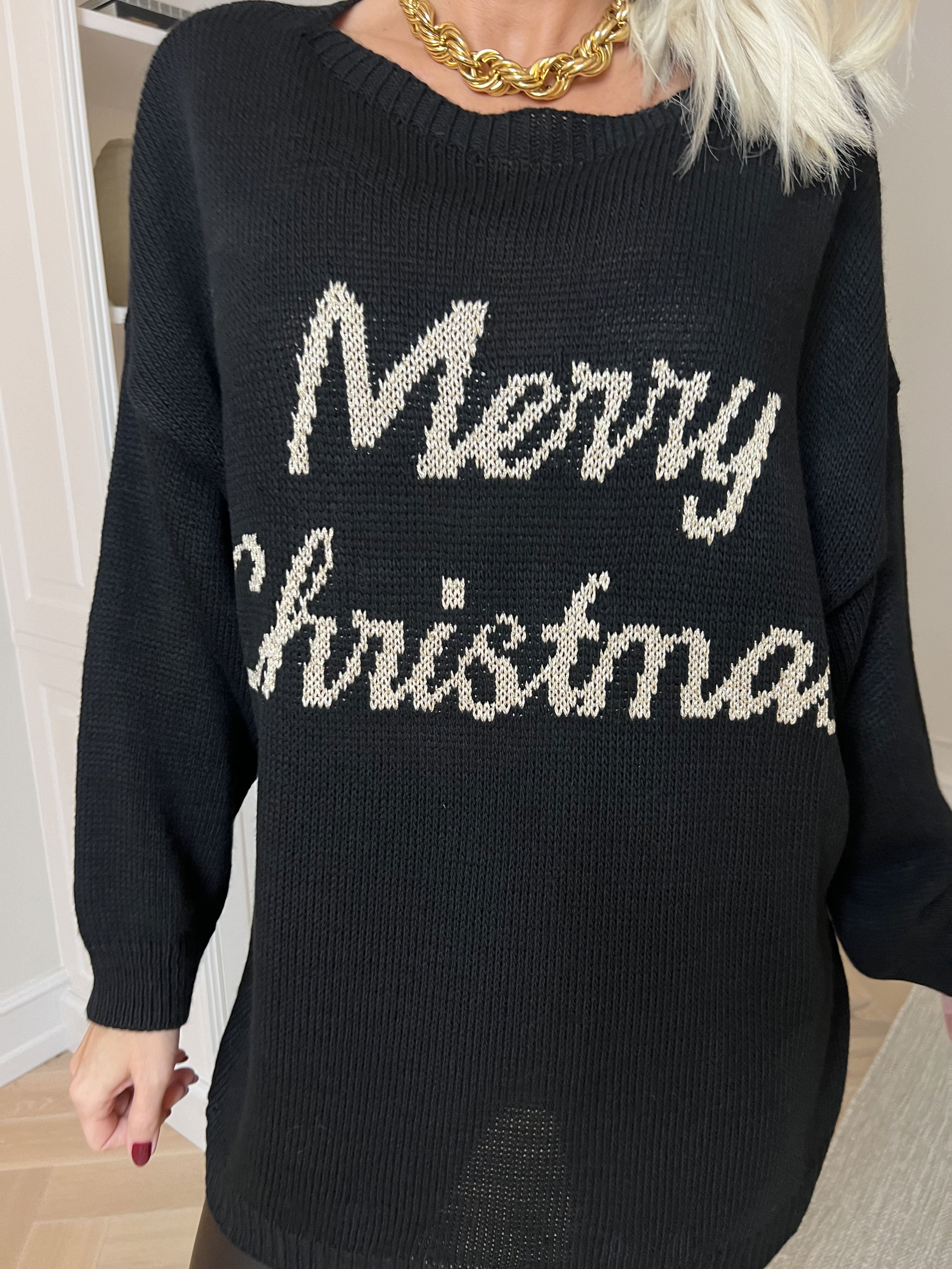 Merry - Plus size jultröja med guldfärgad text