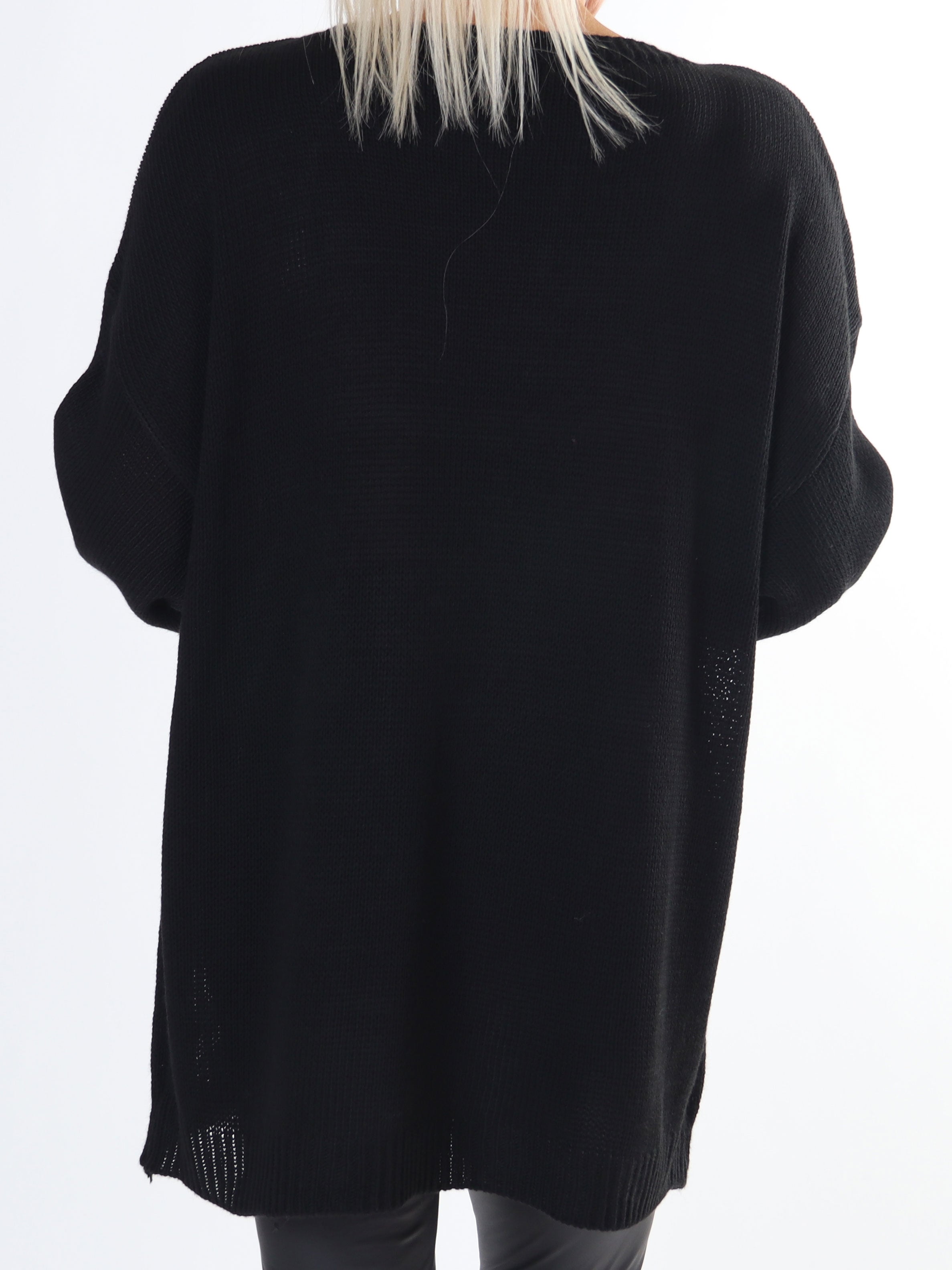 Mia - Stickad blus med fyrklöver i plus size-modell