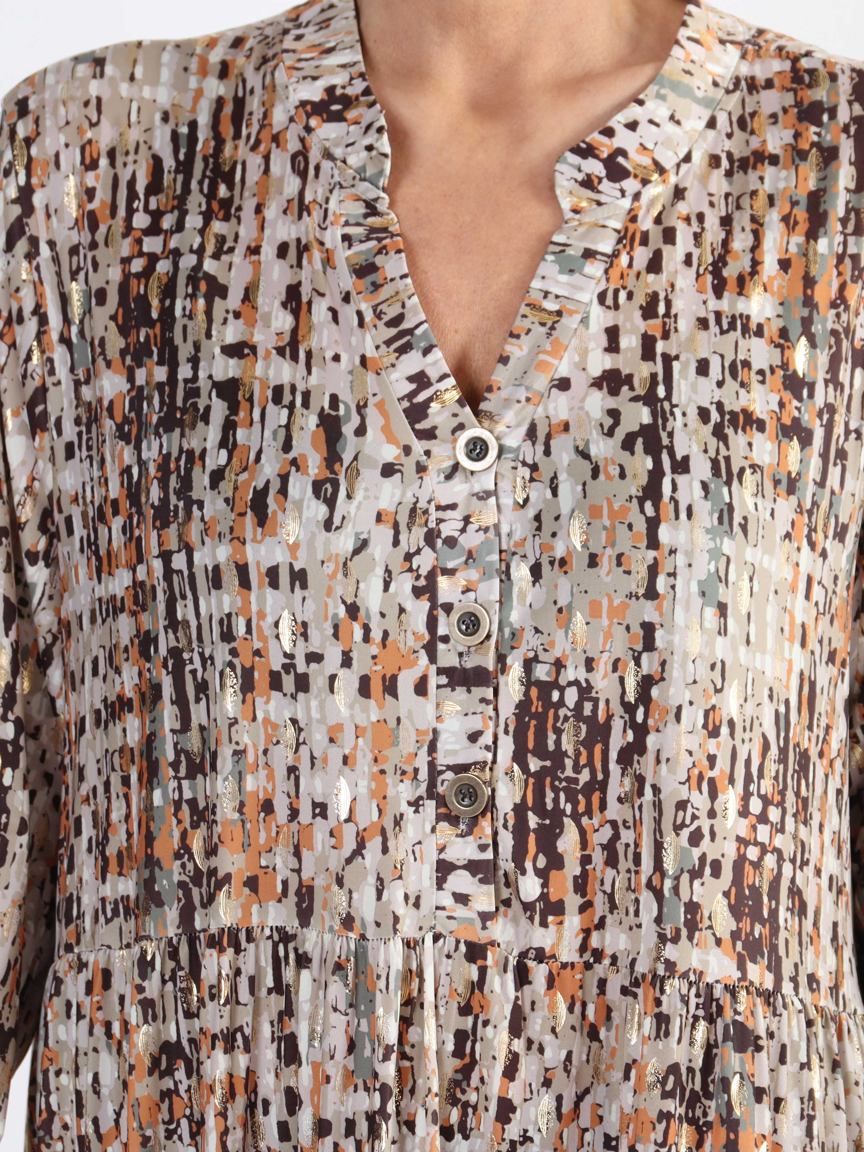Milano Pattern - Lång mönstrad plus size klänning med lager på lager look
