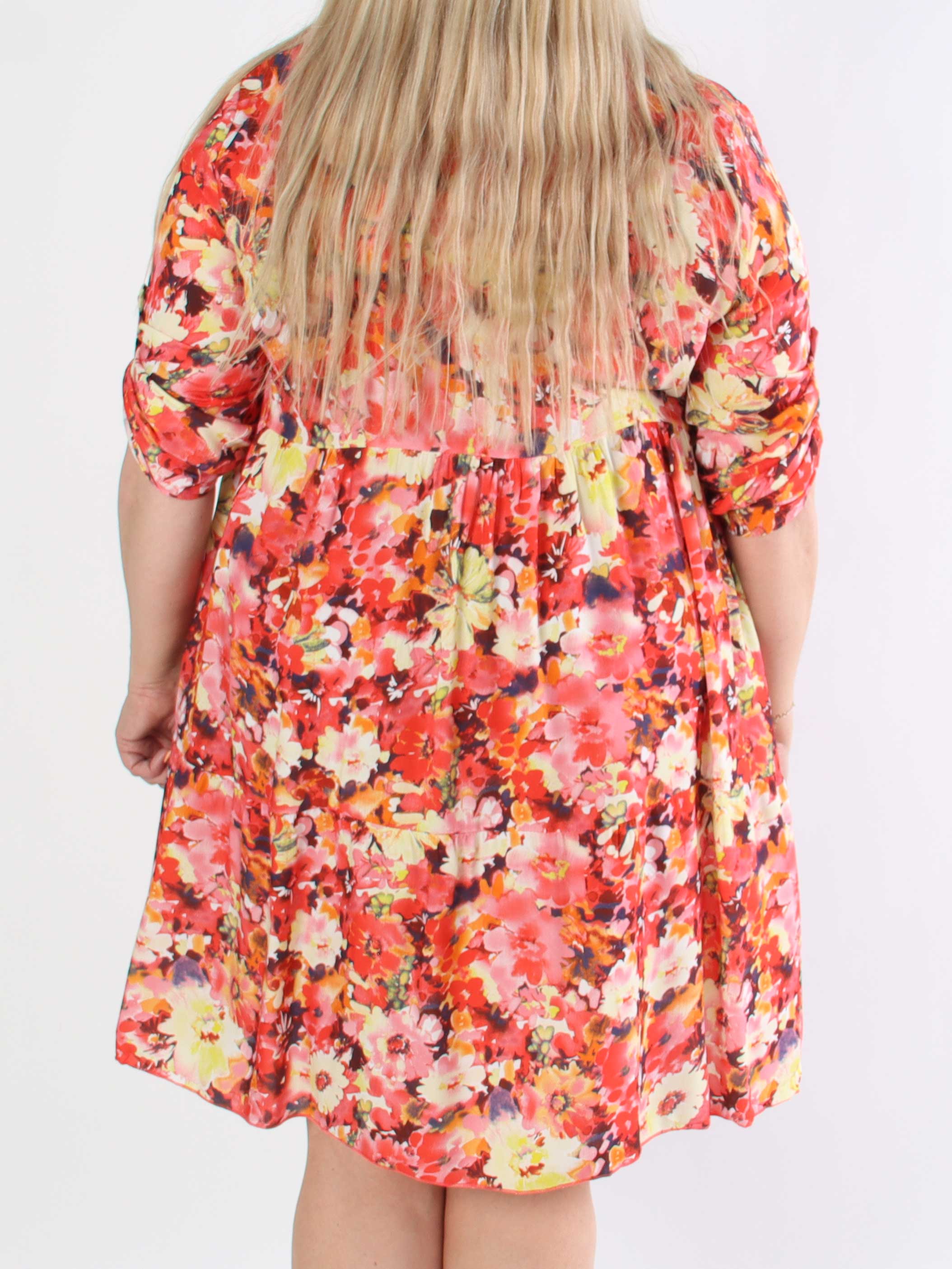 Milano Floral Viscose Midi - Plus size Klänning i viskos med blomstermönster