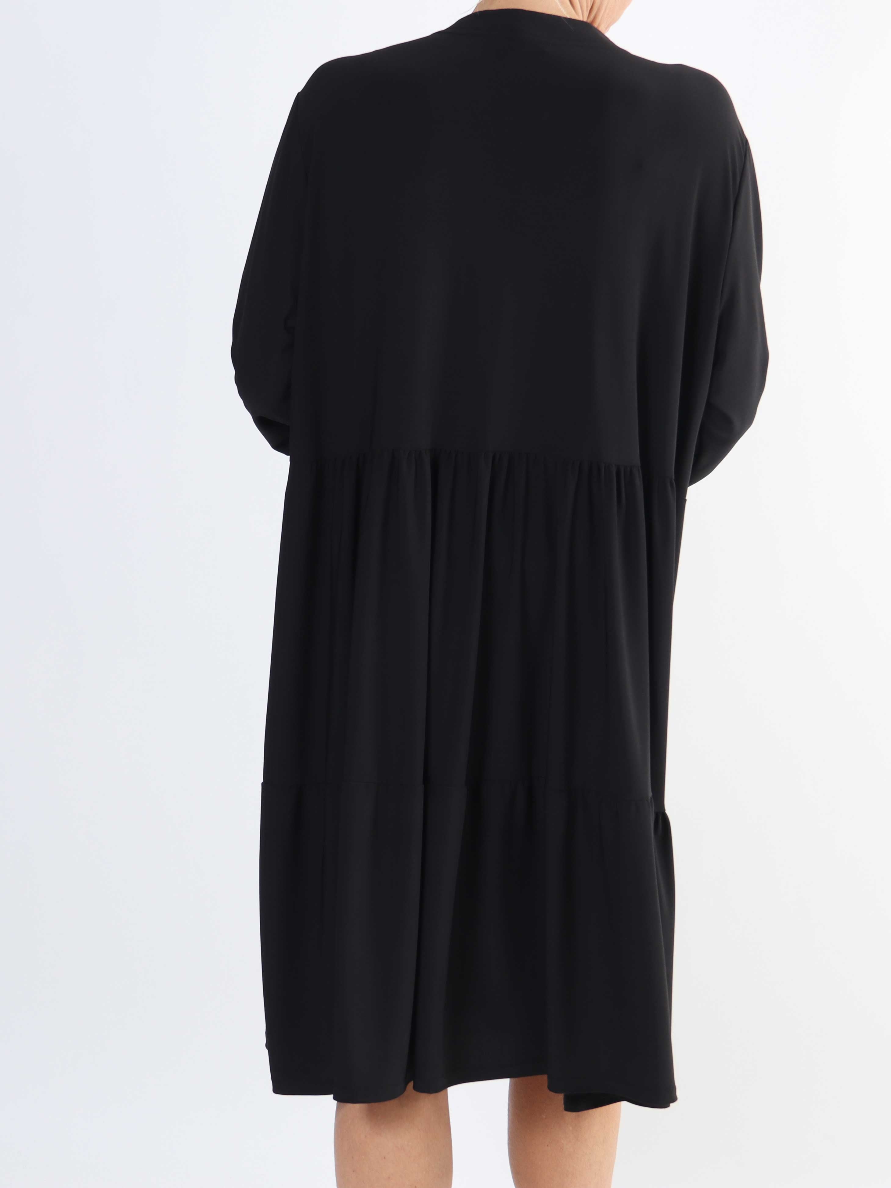 Milano Plain Midi - Enfärgad plus size klänning med lager på lager look