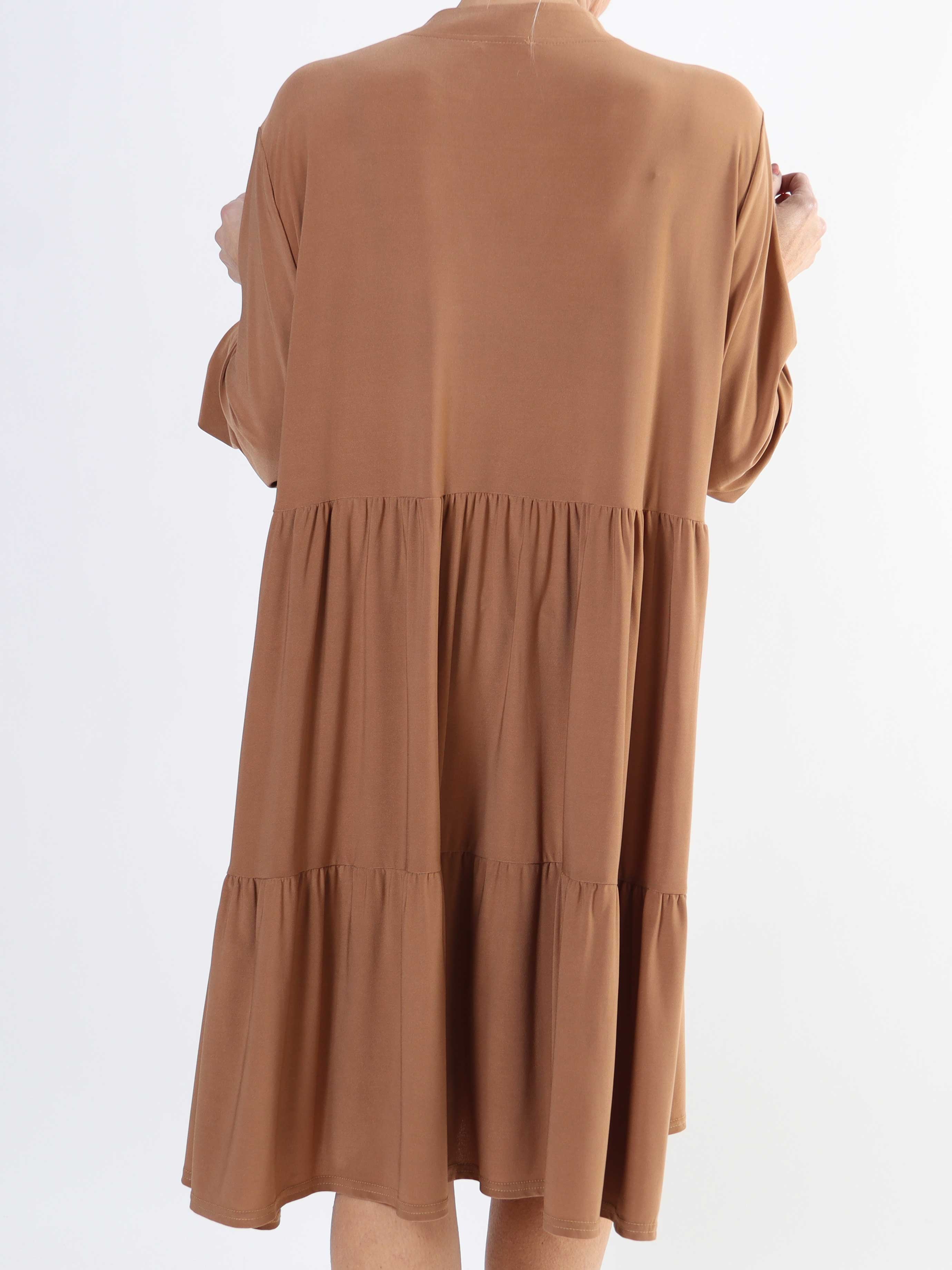 Milano Plain Midi - Enfärgad plus size klänning med lager på lager look