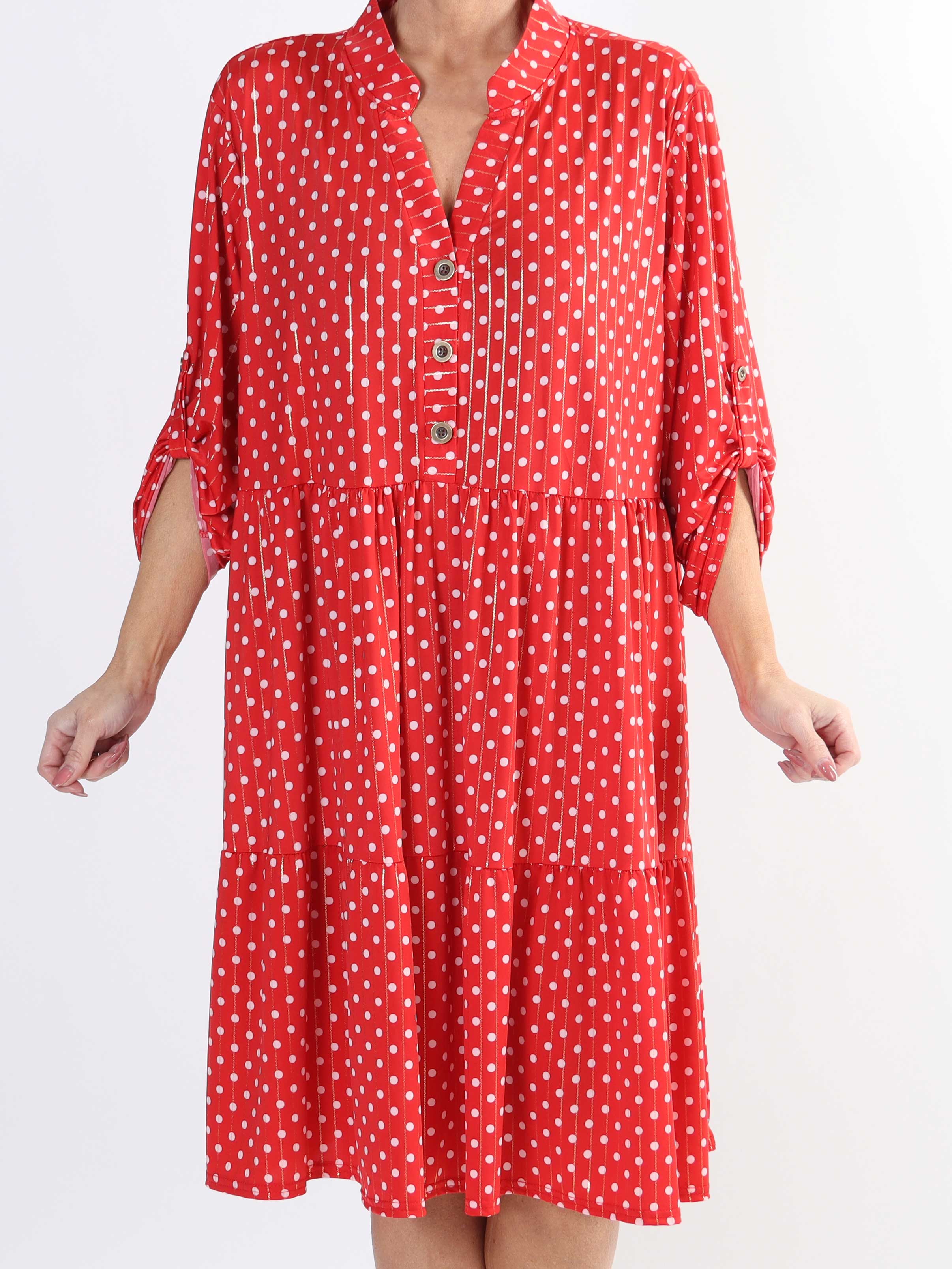 Milano Dot Midi - Plus size-klänning med prickar och lager-på-lager-look
