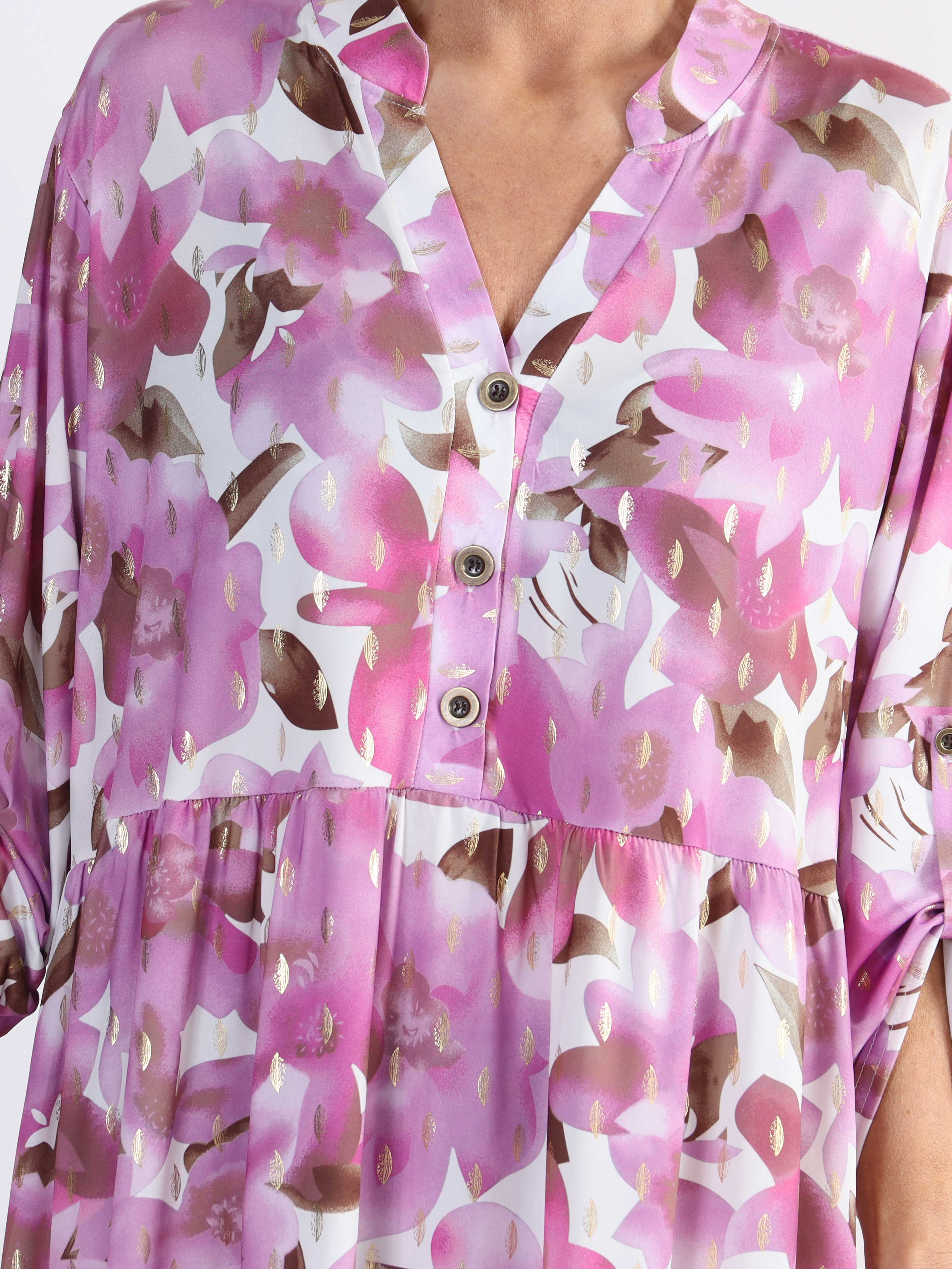 Milano Flower Midi - Plus size-klänning med blommigt tryck och lager-på-lager-look