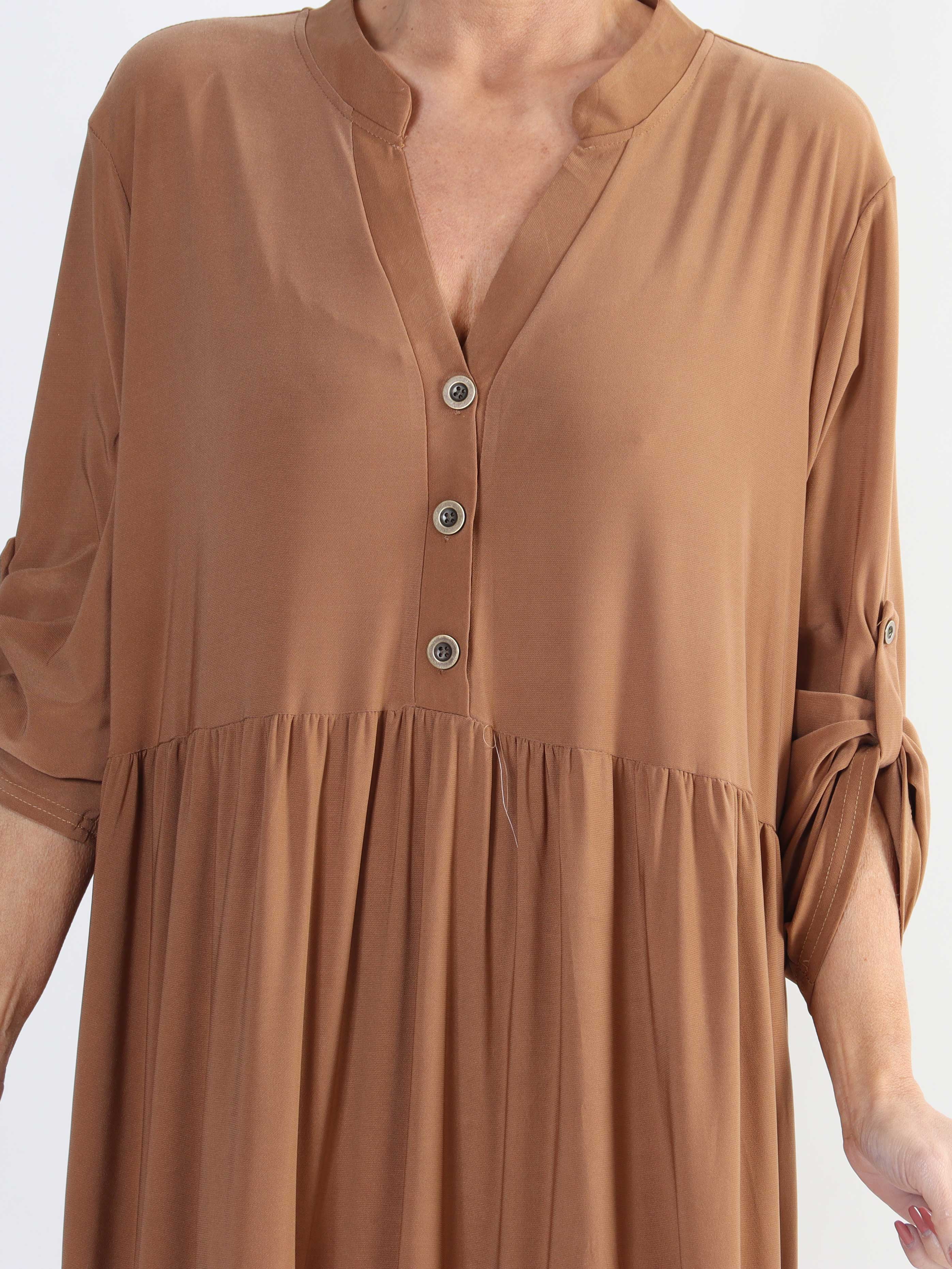 Milano Plain - Lång enfärgad plus size klänning med lager på lager look