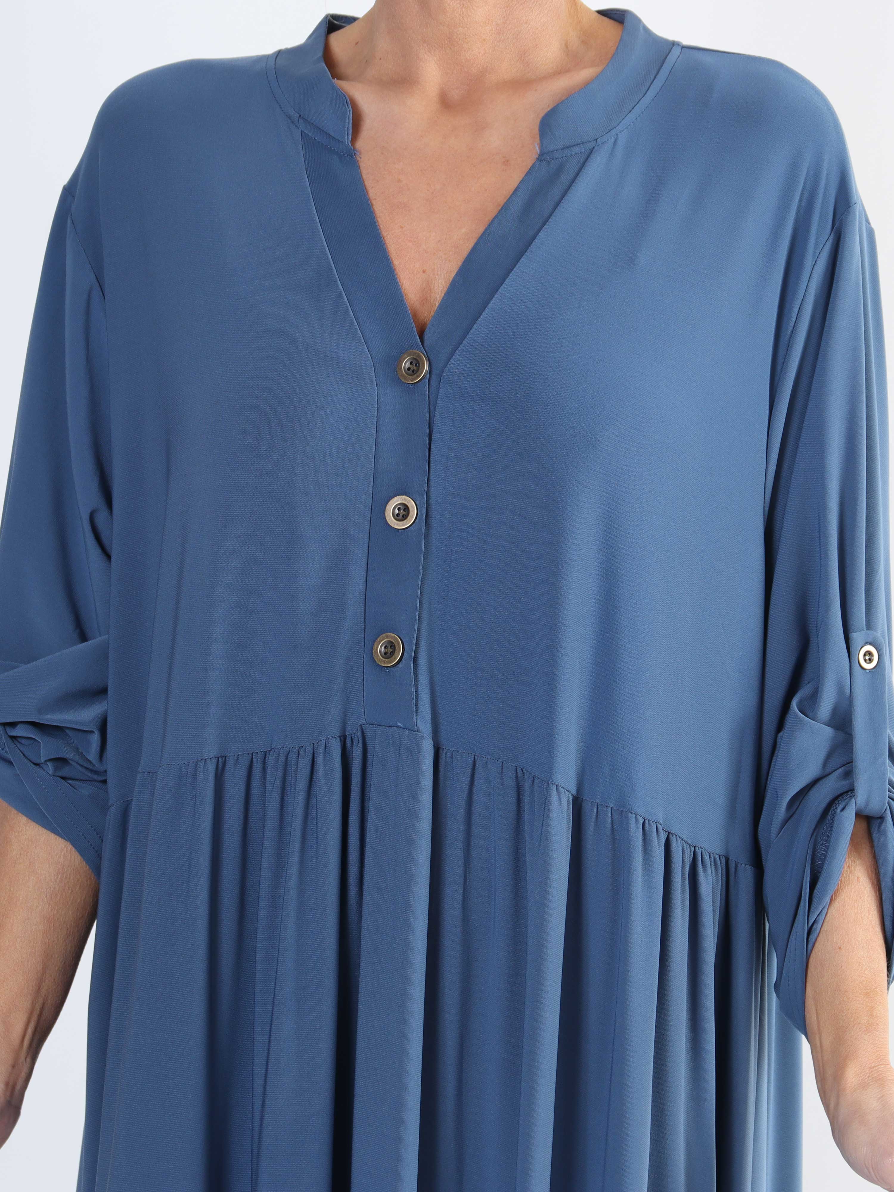 Milano Plain - Lång enfärgad plus size klänning med lager på lager look